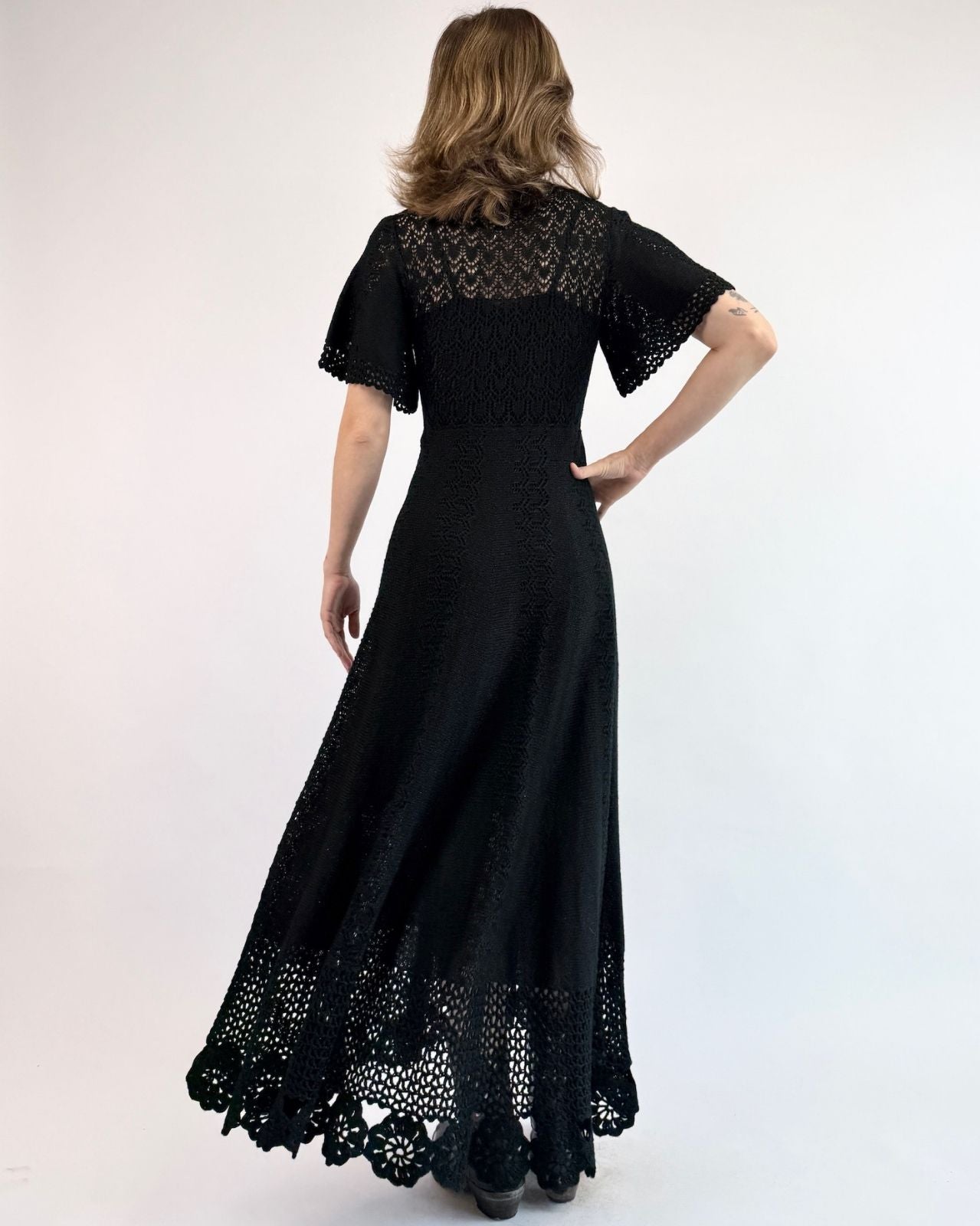 1970s Witches of Eastwick Crochet Dress