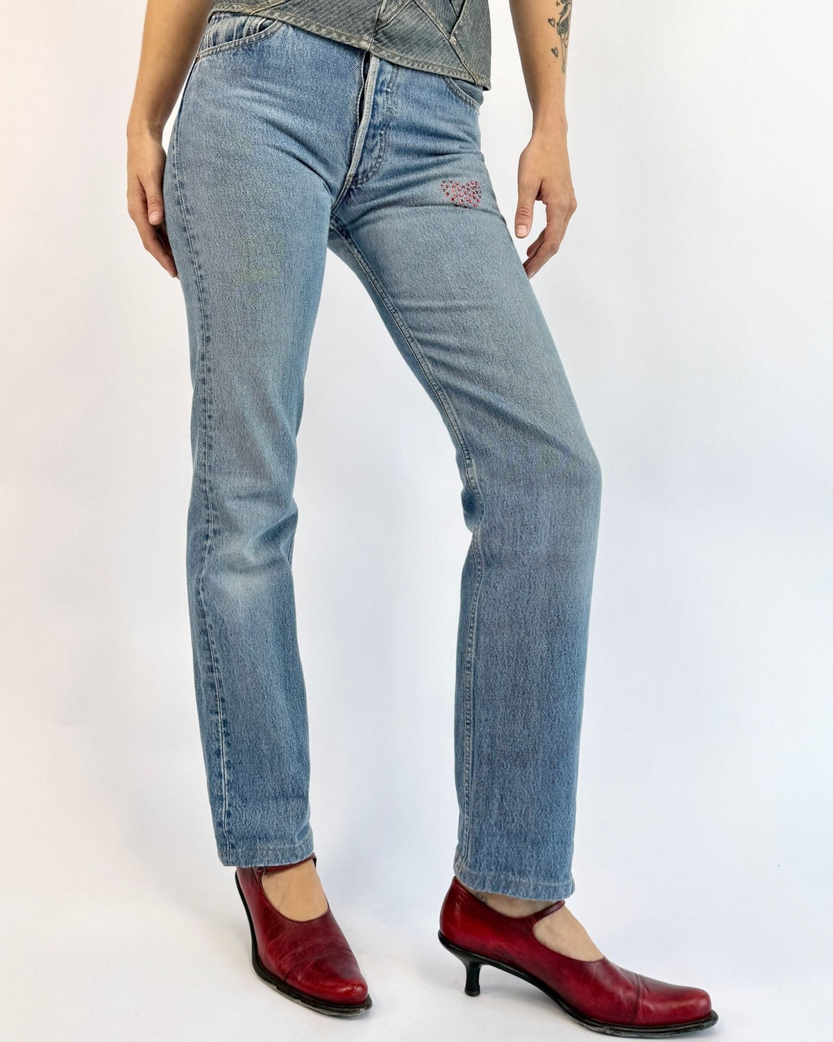 Levi's 501s Sparkling Heart Jeans