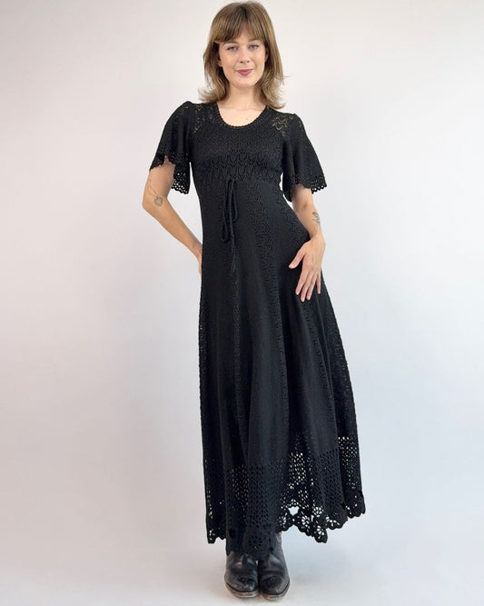 1970s Witches of Eastwick Crochet Dress