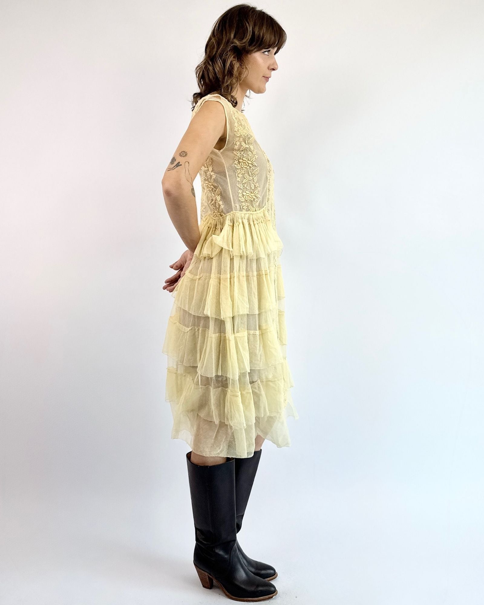 1920s Lemon and Lace Dress