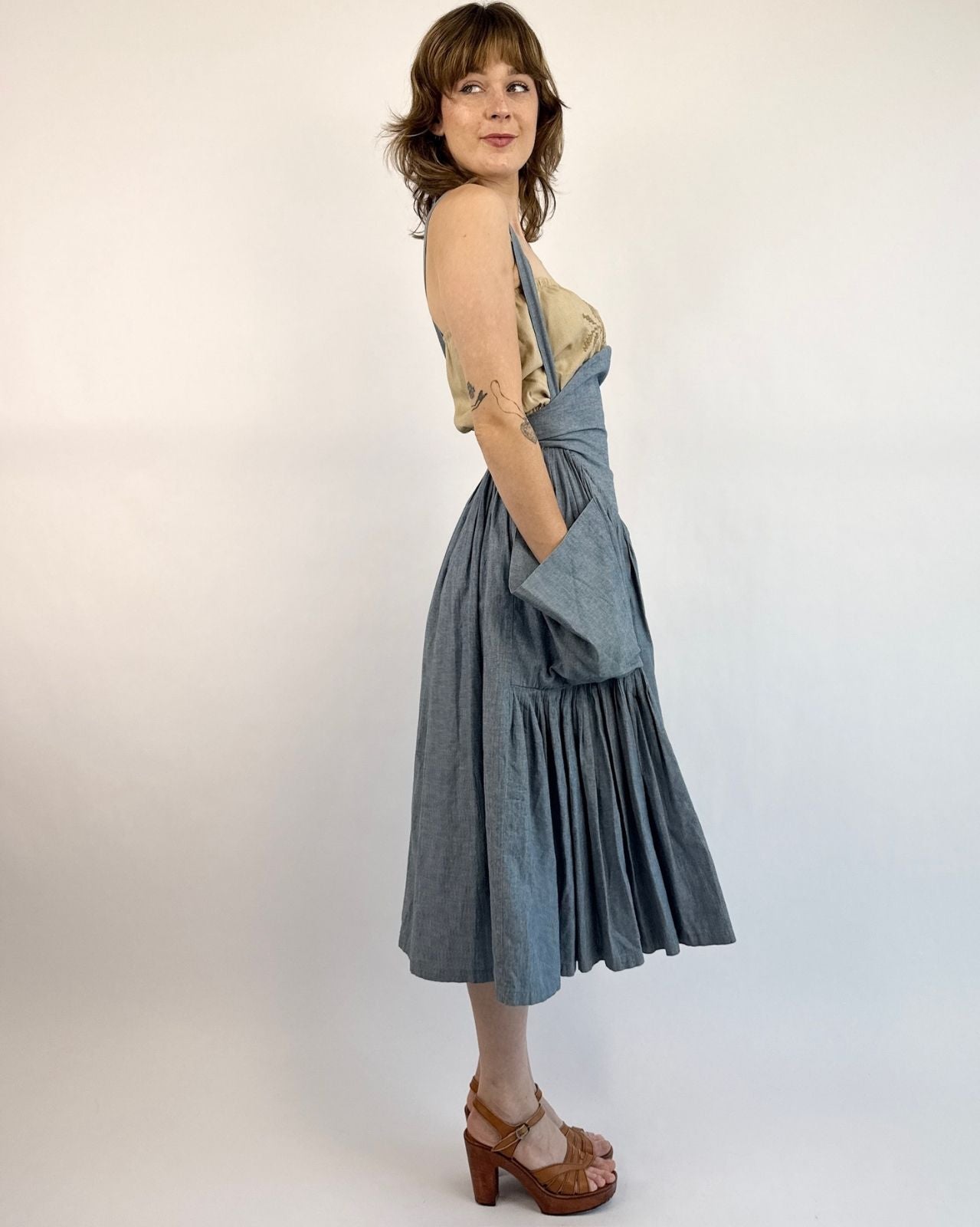 Norma Kamali A Swish Come True Chambray Skirt
