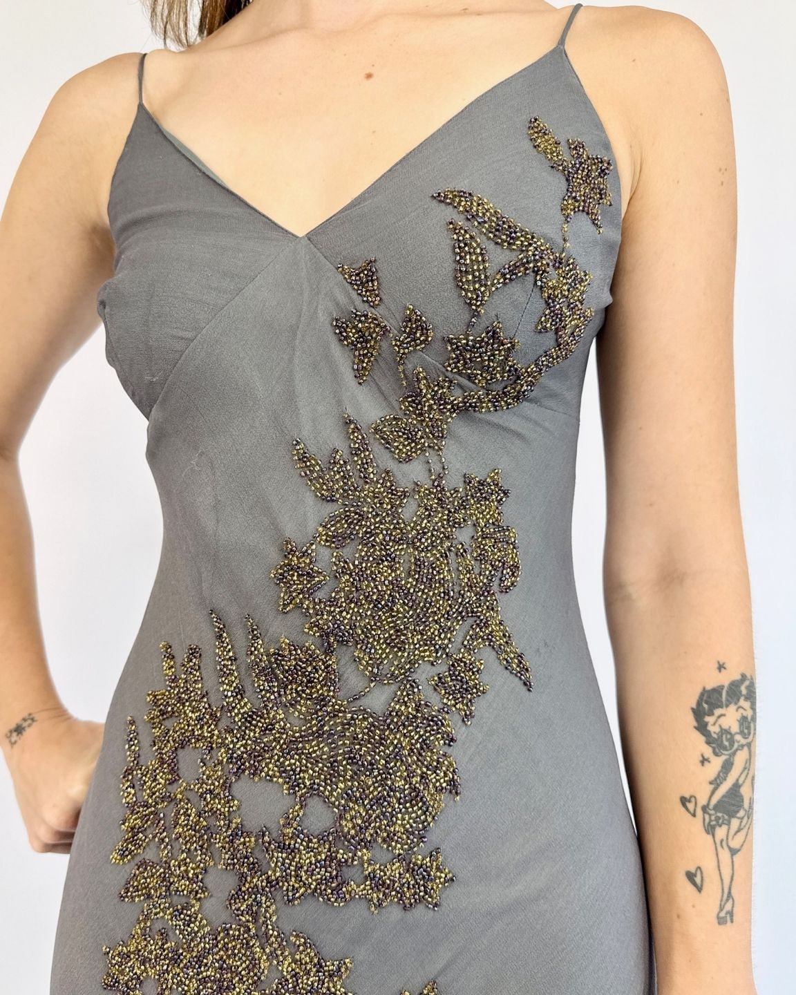 Adriana Papell Love Haze Beaded Silk Dress