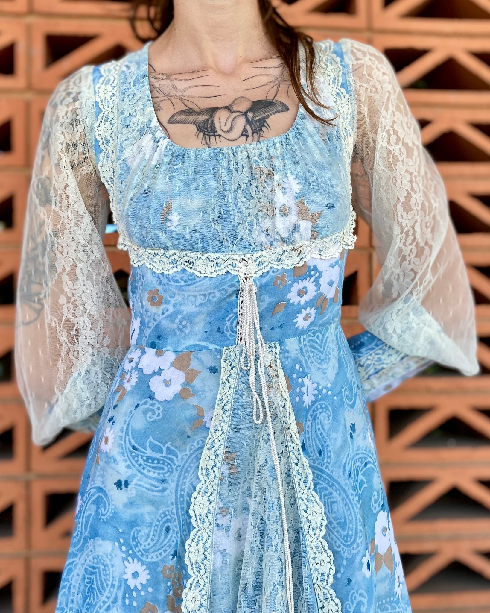 Wonderland Blue Floral Gunne Sax Dress