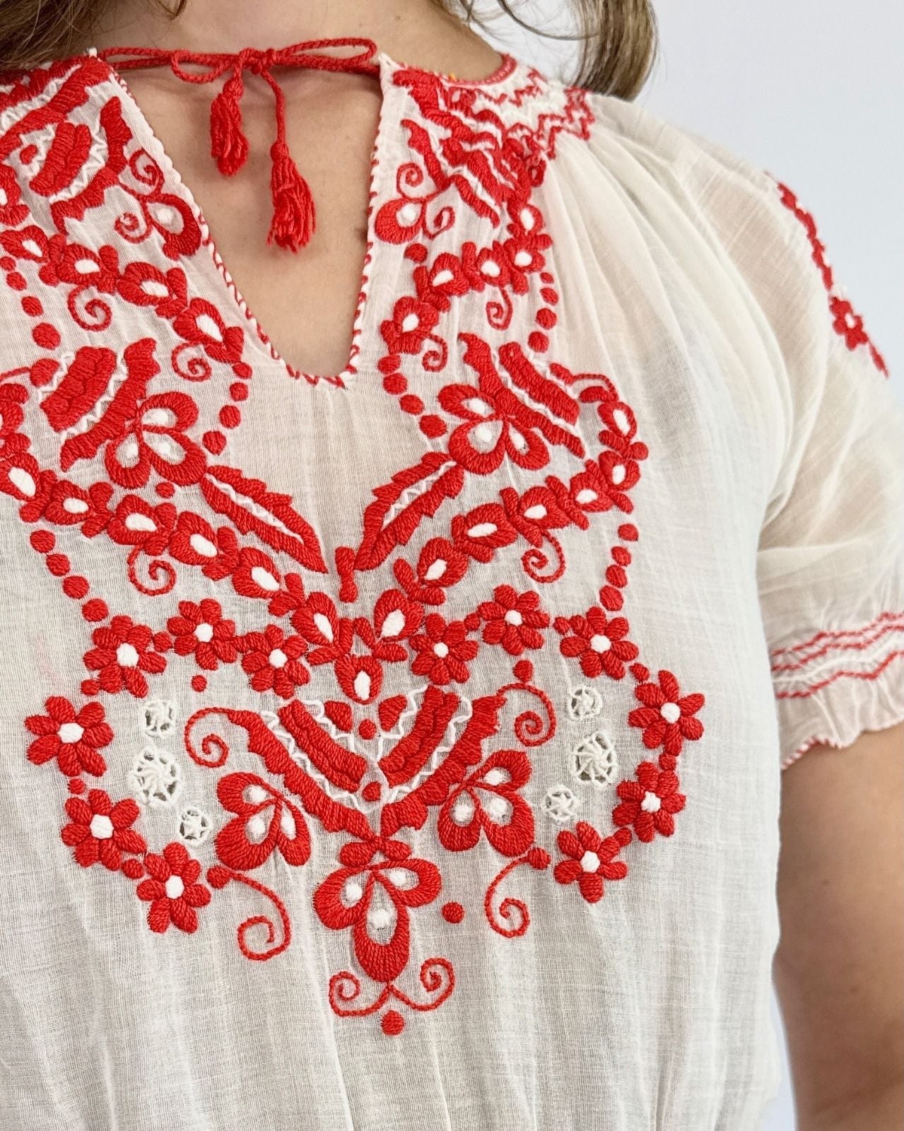 1930s Fairy Fables Cotton Embroidered Blouse