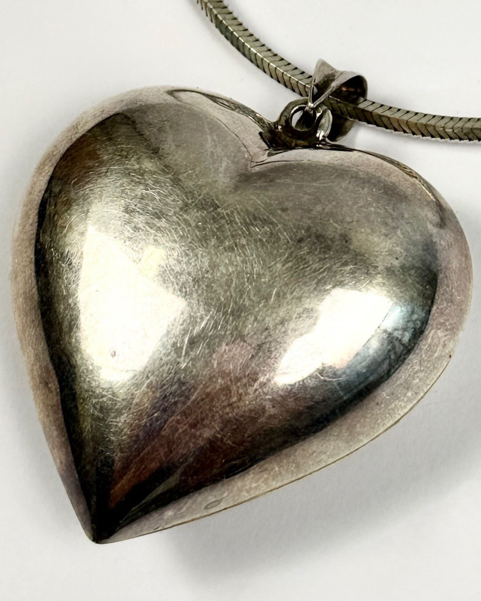Sterling Silver Puff Heart Necklace