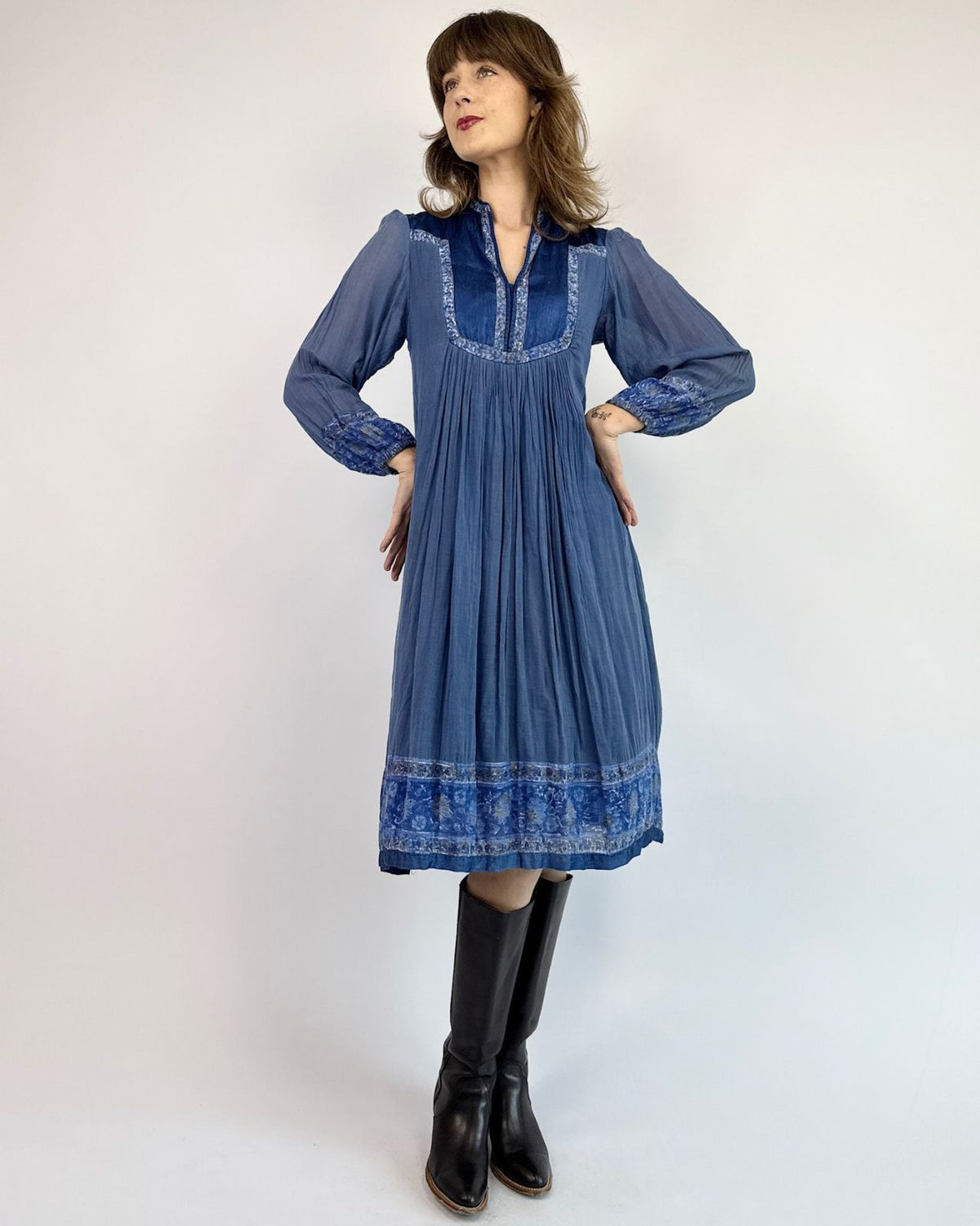Oceanic Blues Indian Cotton Dress