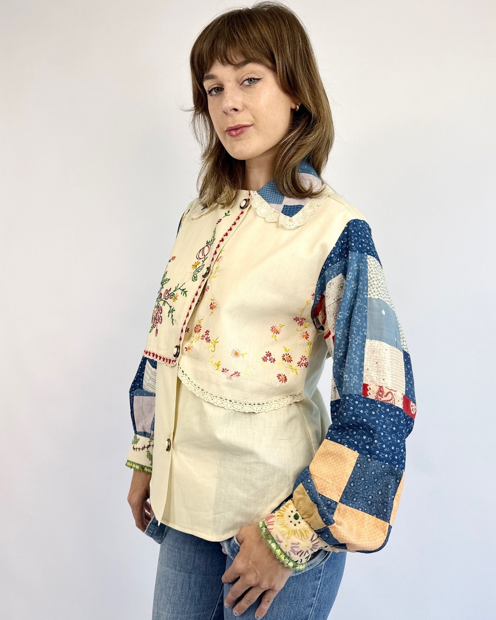 From The Garden Embroidered Quilt Blouse
