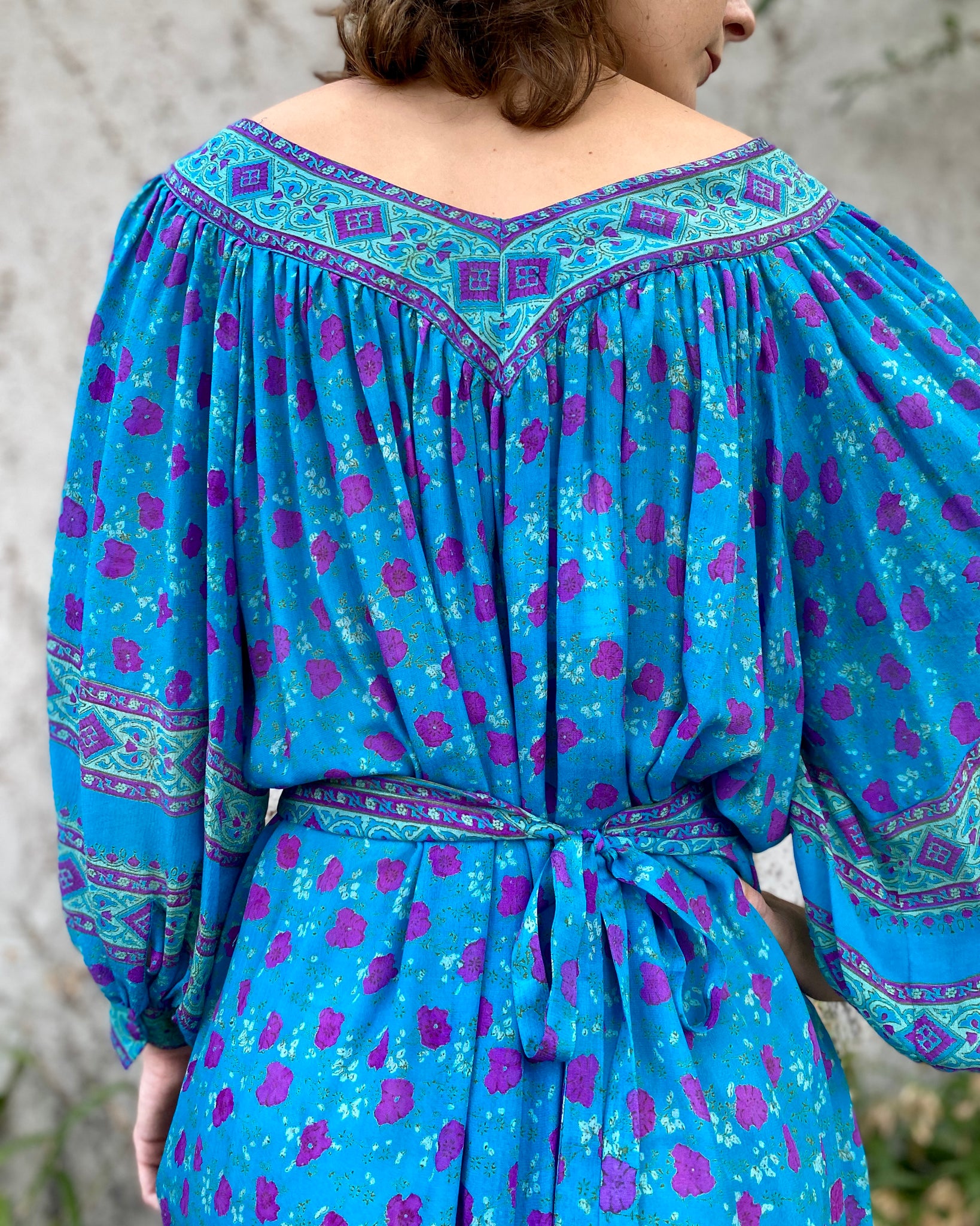 Raksha Turquoise Garden Silk Dress