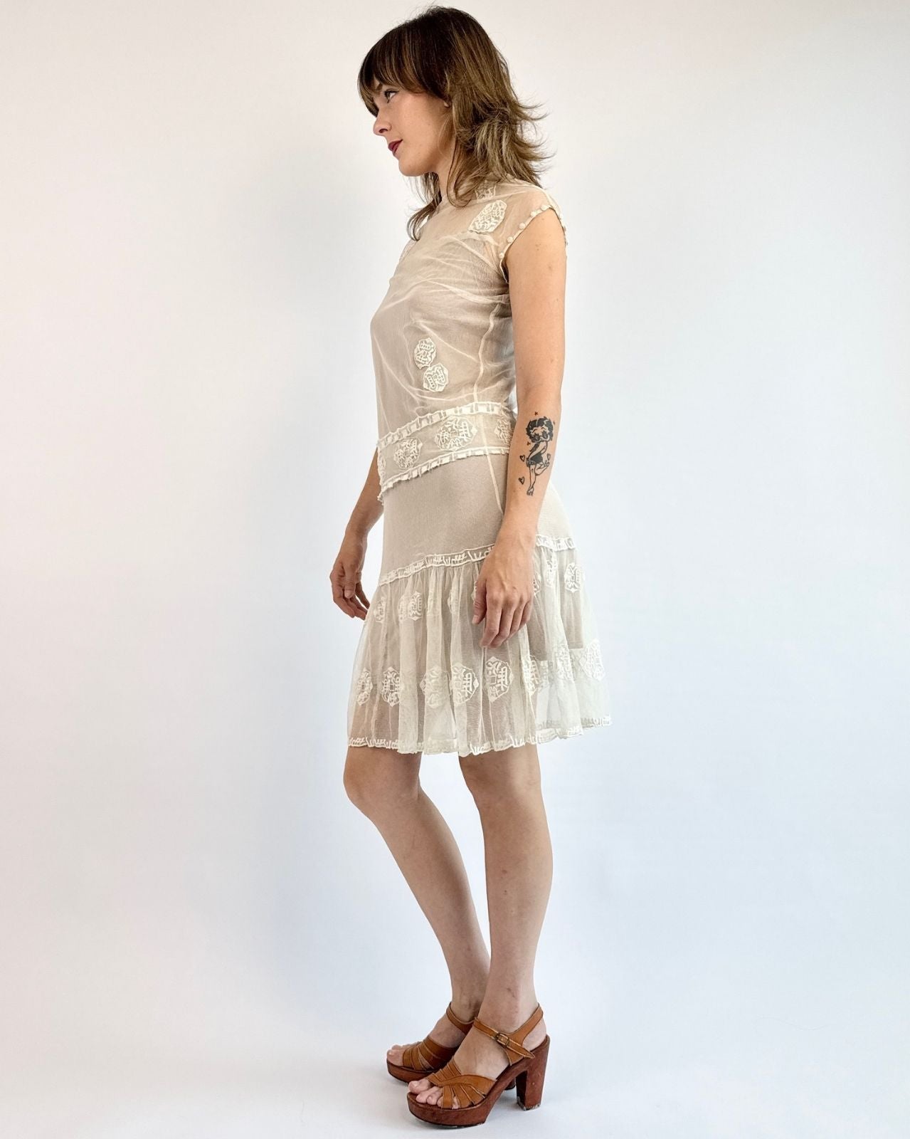 1920s A Whisper of White Embroidered Mini Dress