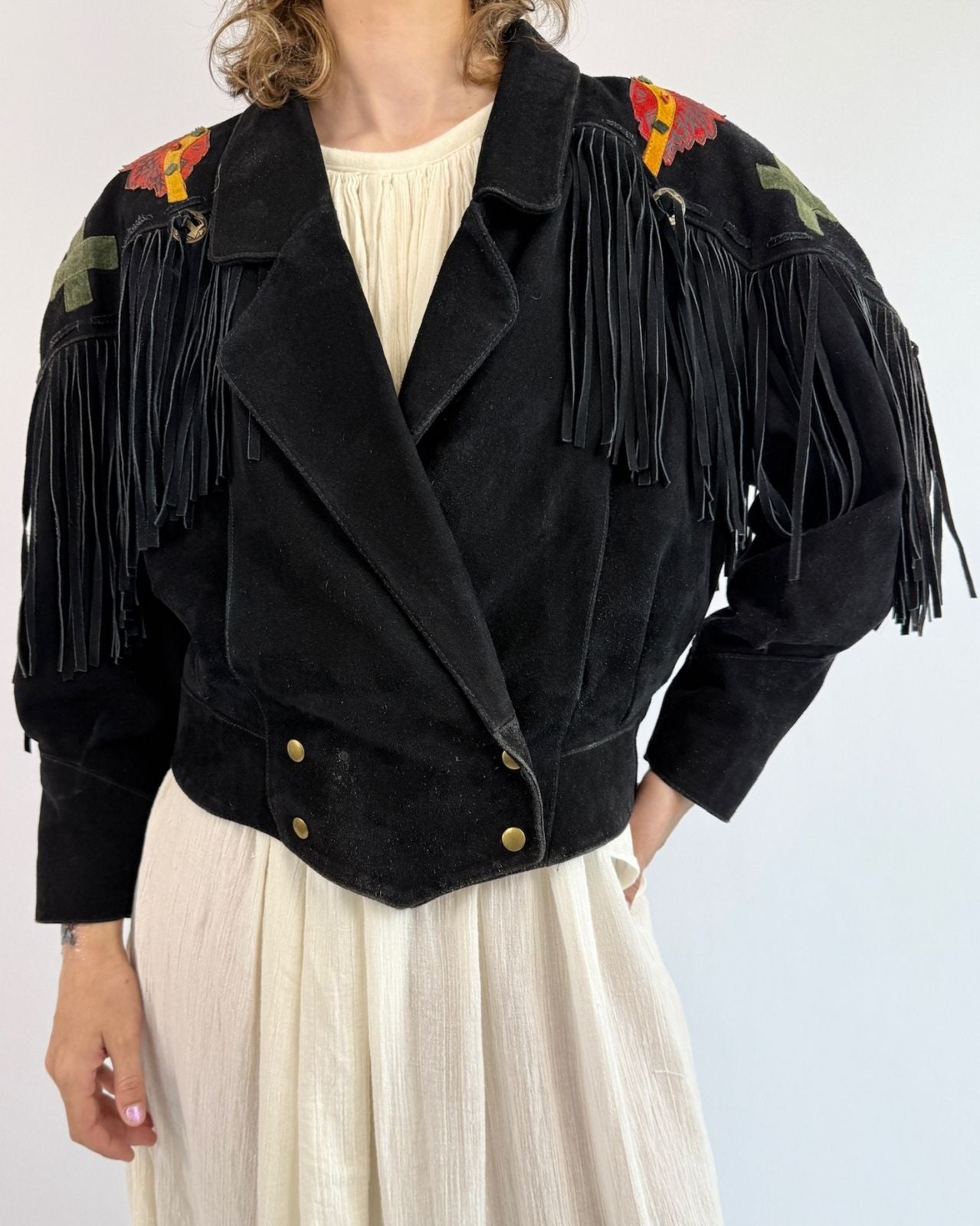Sweep The Skies Black Suede Fringe Jacket
