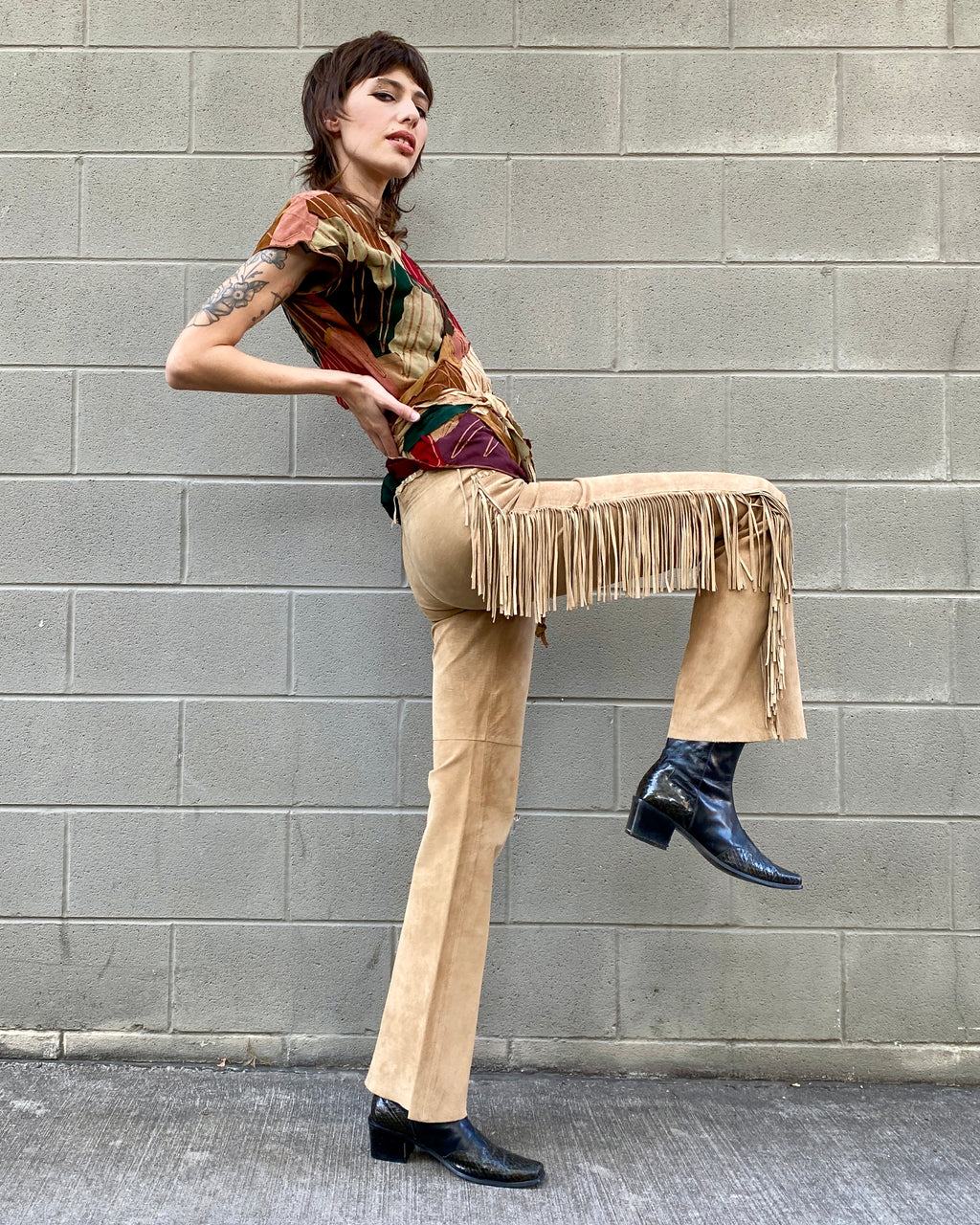 Arden B Suede Fringe Pants