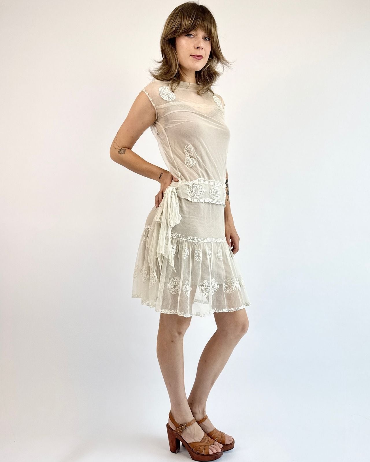 1920s A Whisper of White Embroidered Mini Dress