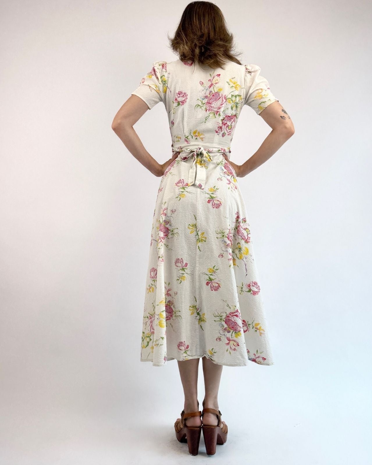 1930s Home and Garden Seersucker Dress