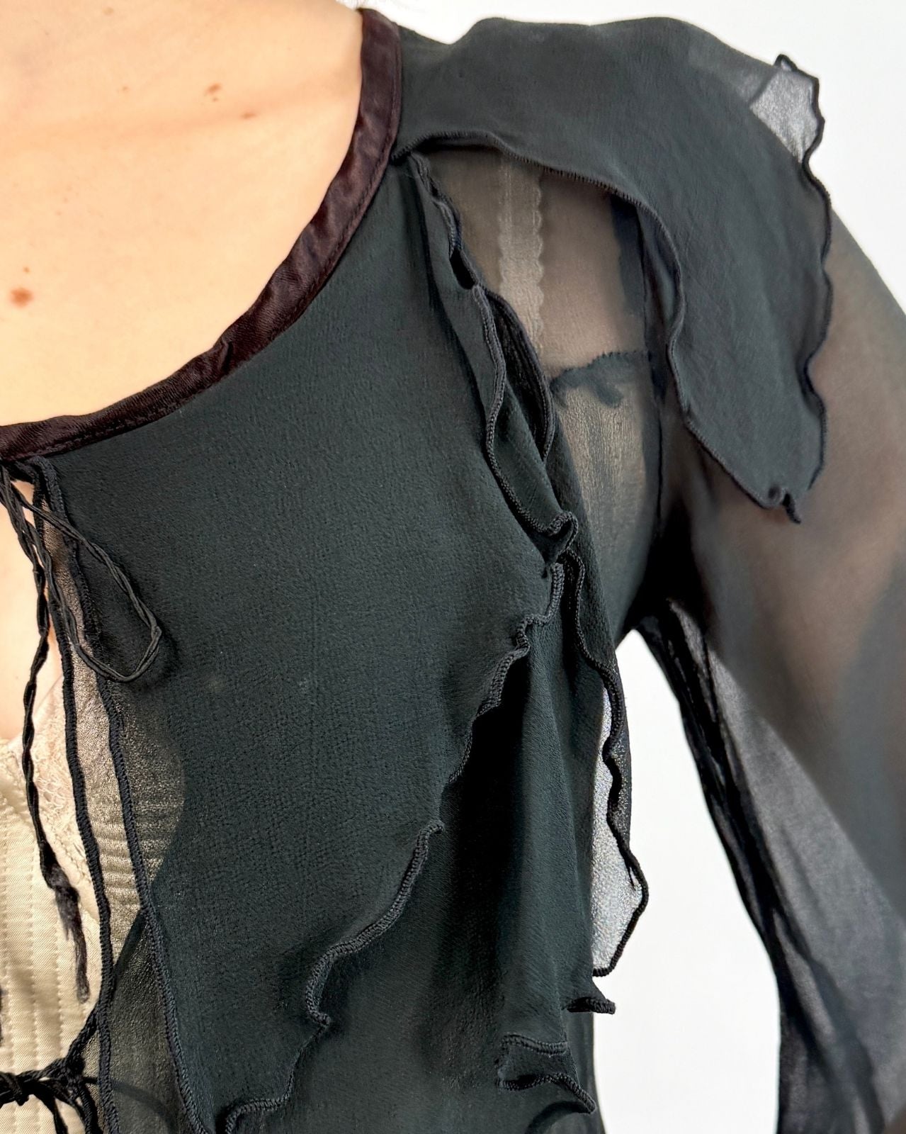 70s Wrapped in Shadows Chiffon Blouse