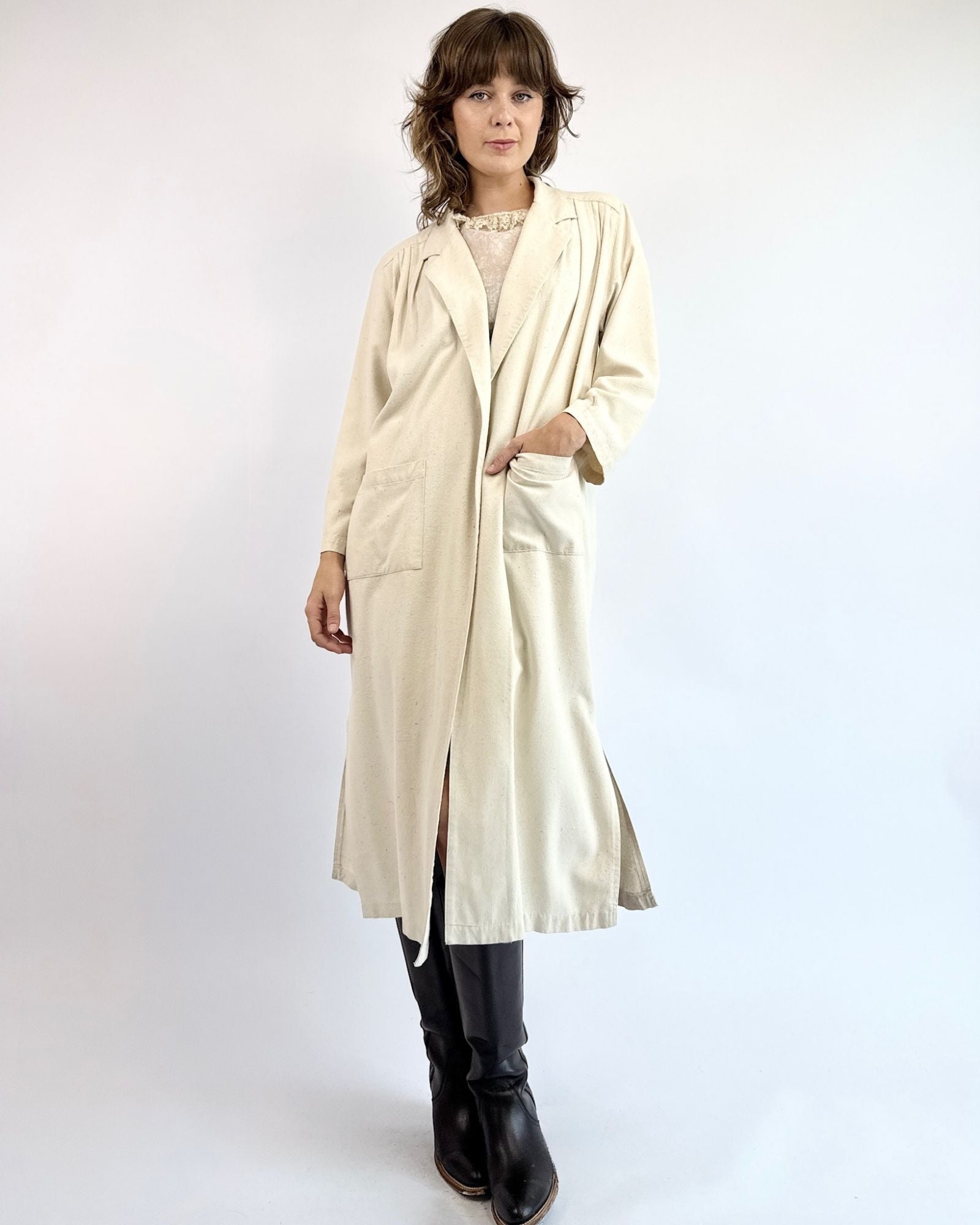 Hint of Vanilla Draped Duster