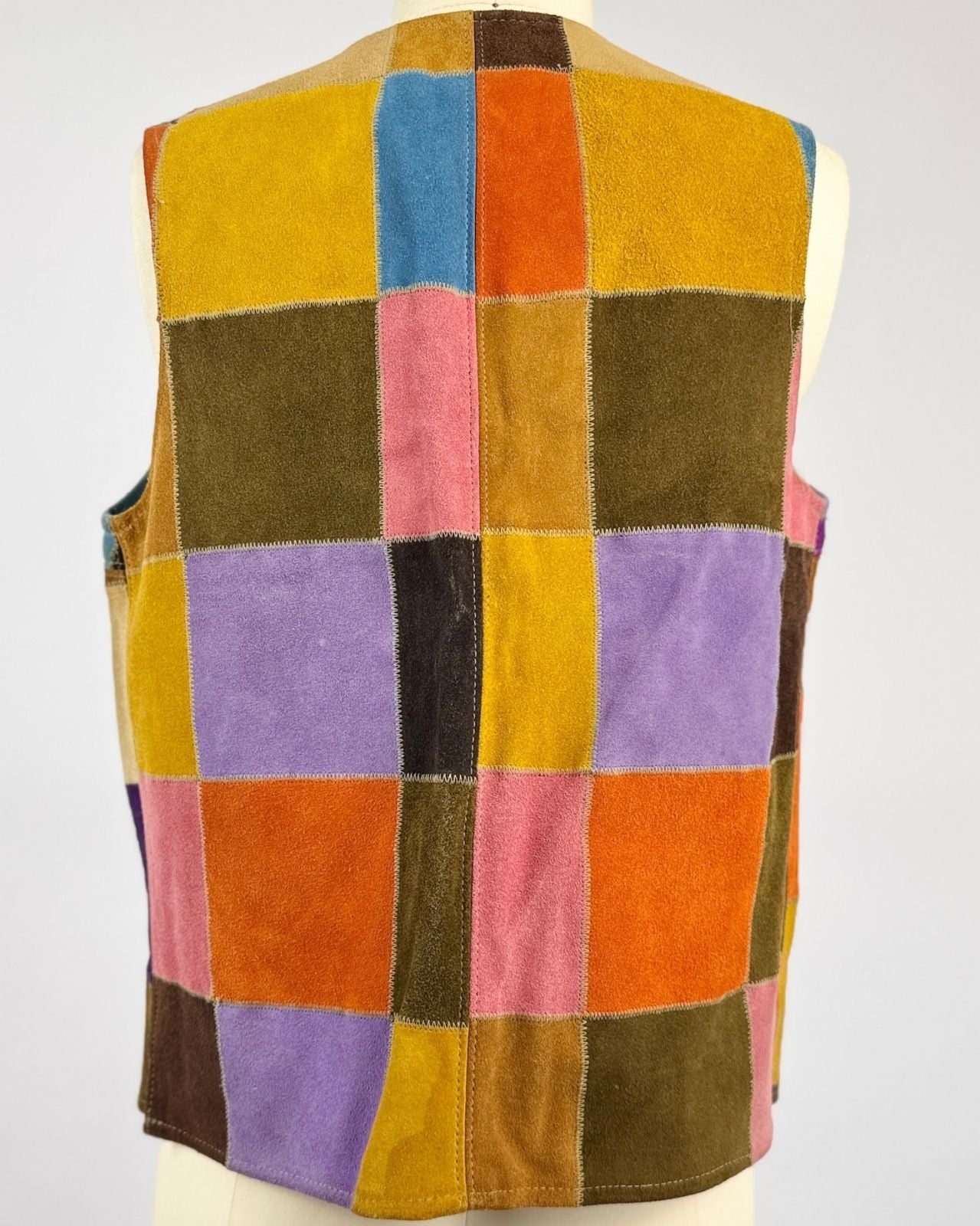 60s Color Block Suede Vest