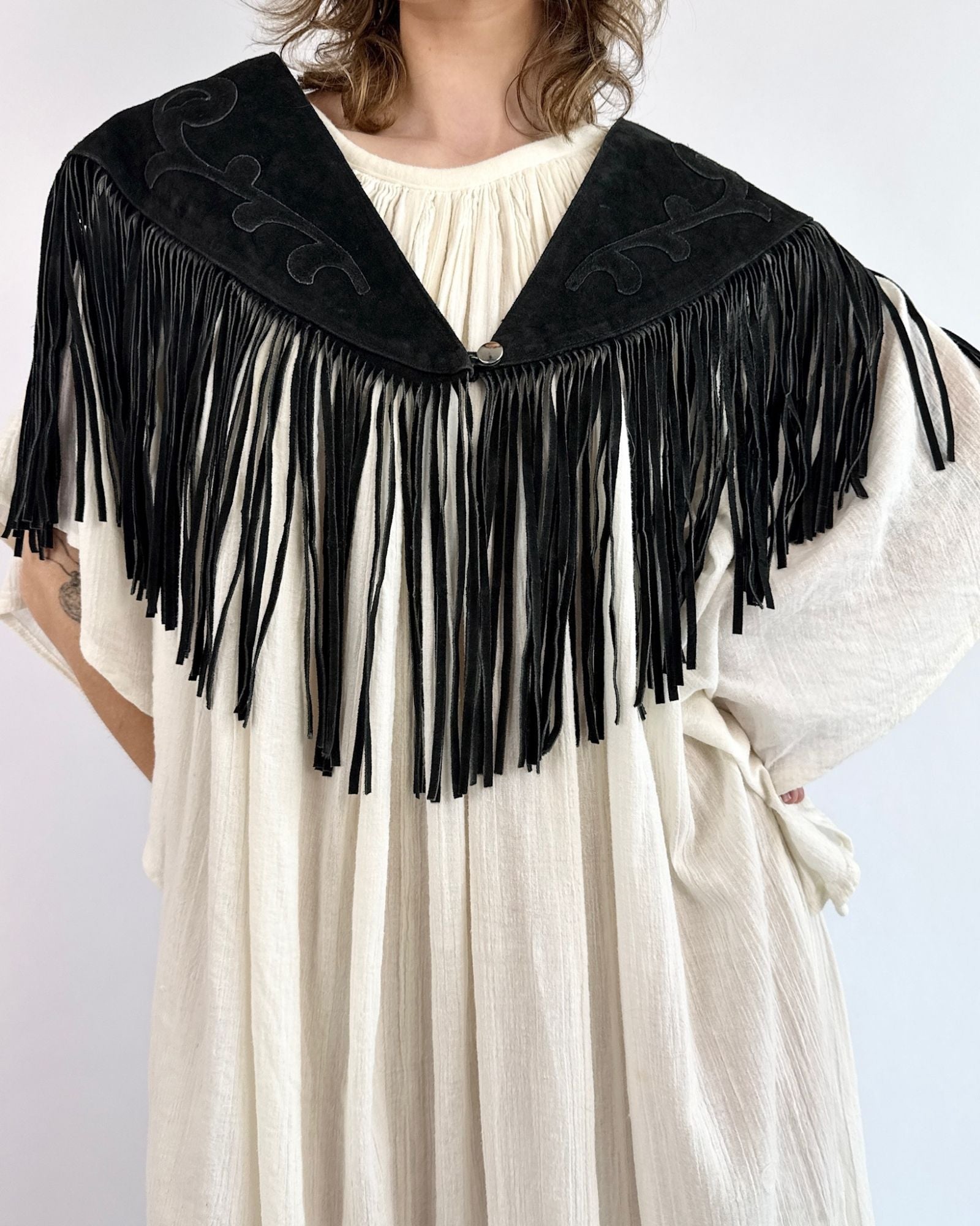 Midnight Rain Black Suede Fringe Collar