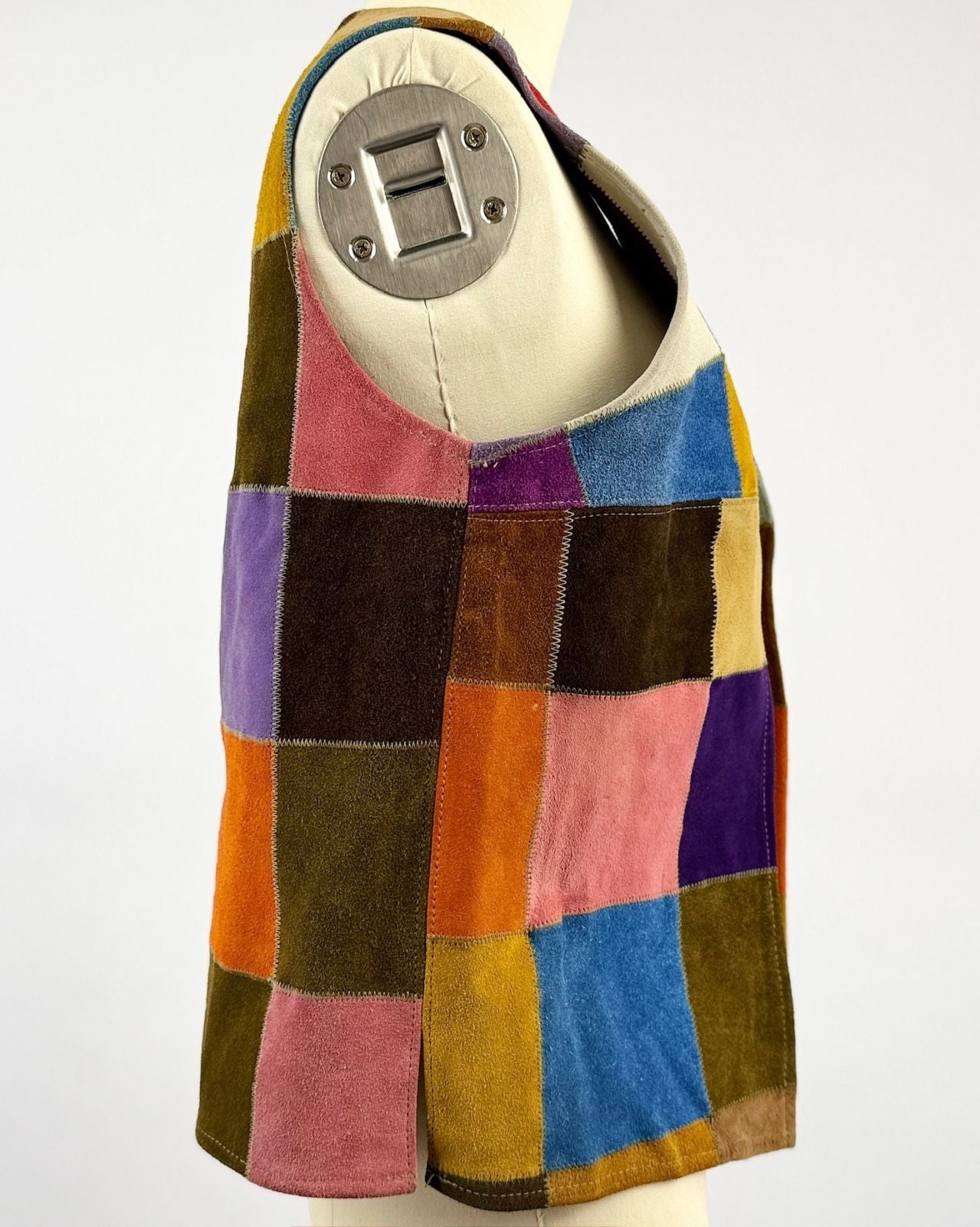 60s Color Block Suede Vest