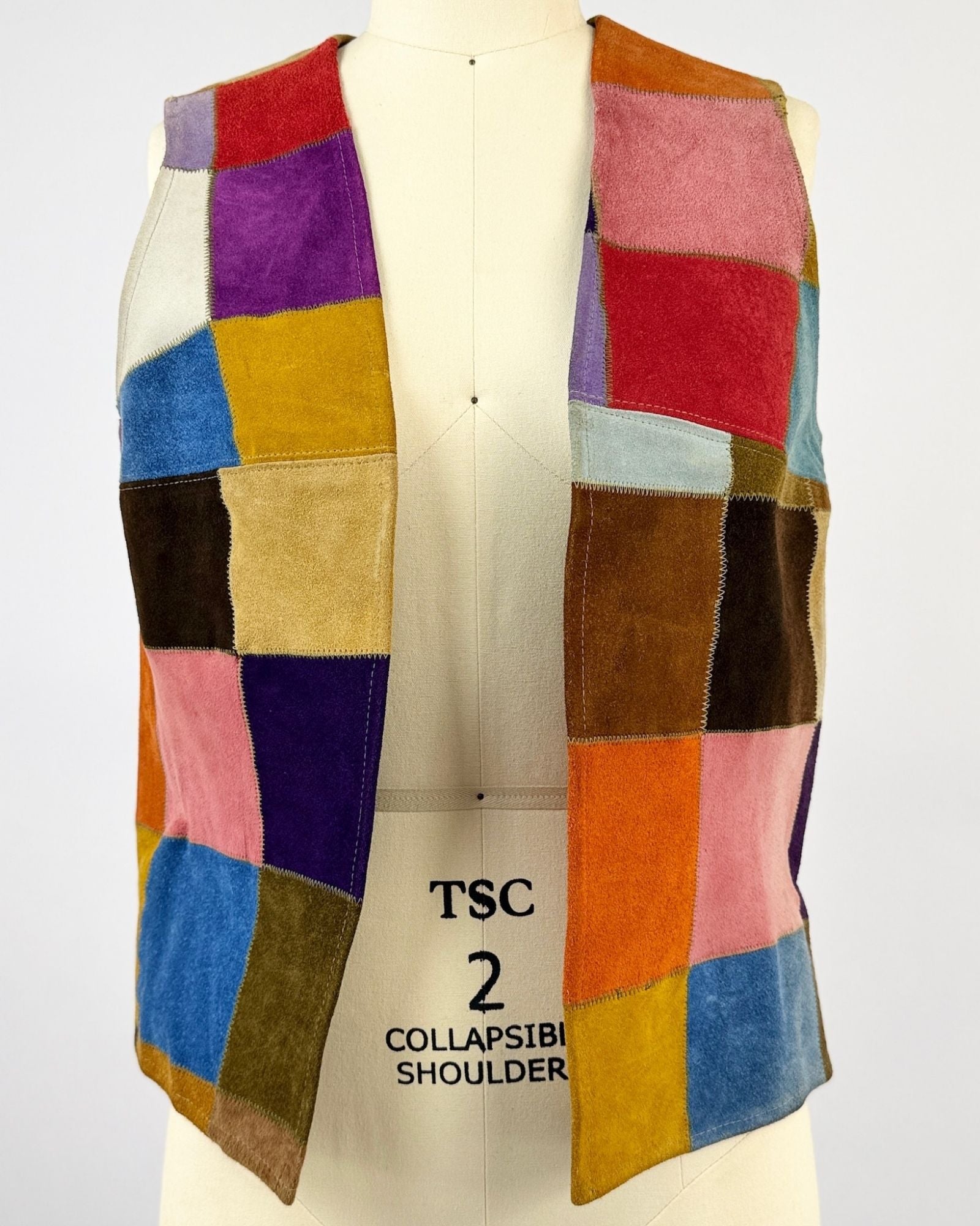 60s Color Block Suede Vest