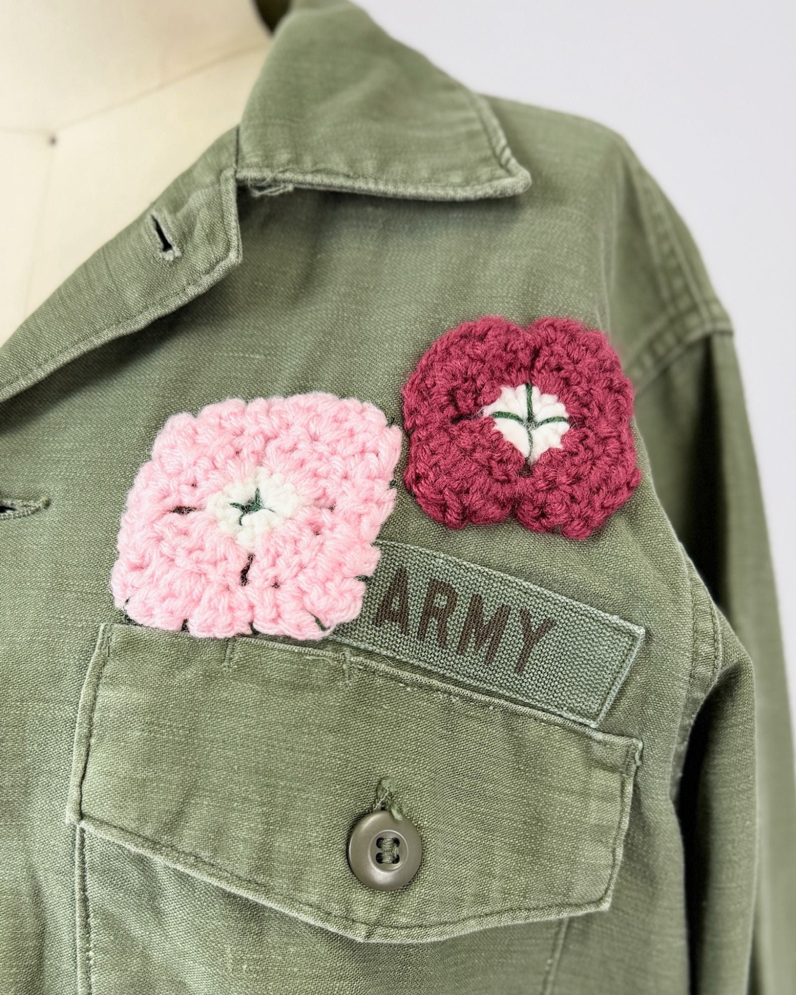 Embroidered and Cropped Fatigue Jacket