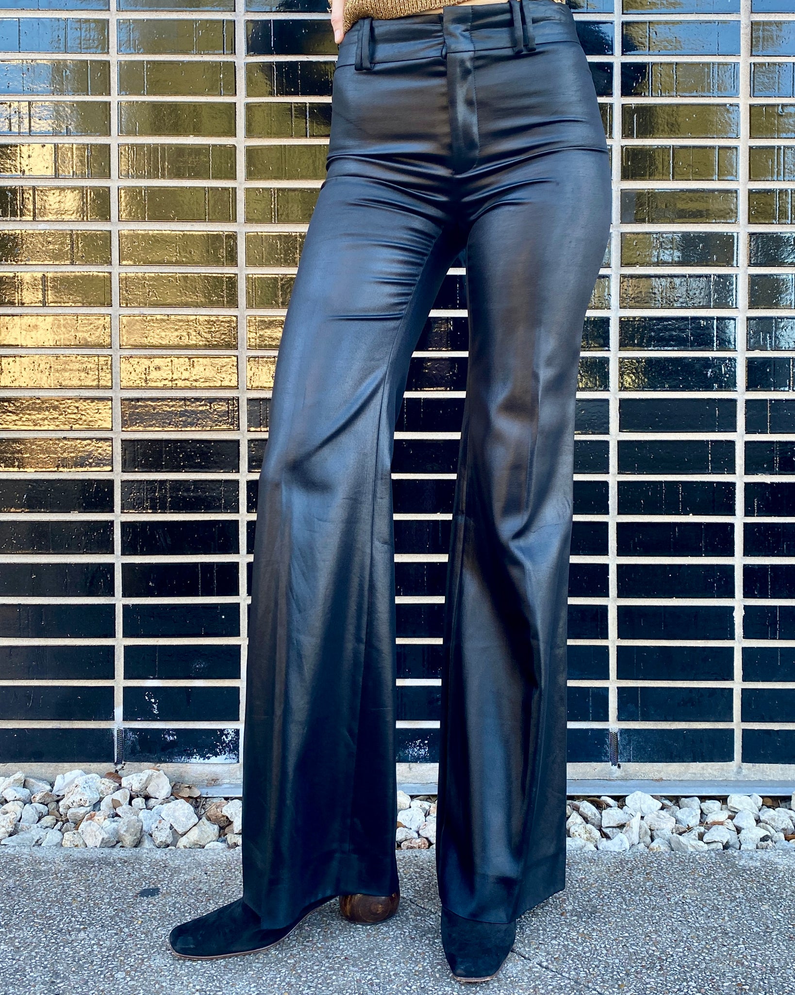 Night Call Gucci Black Satin Trousers