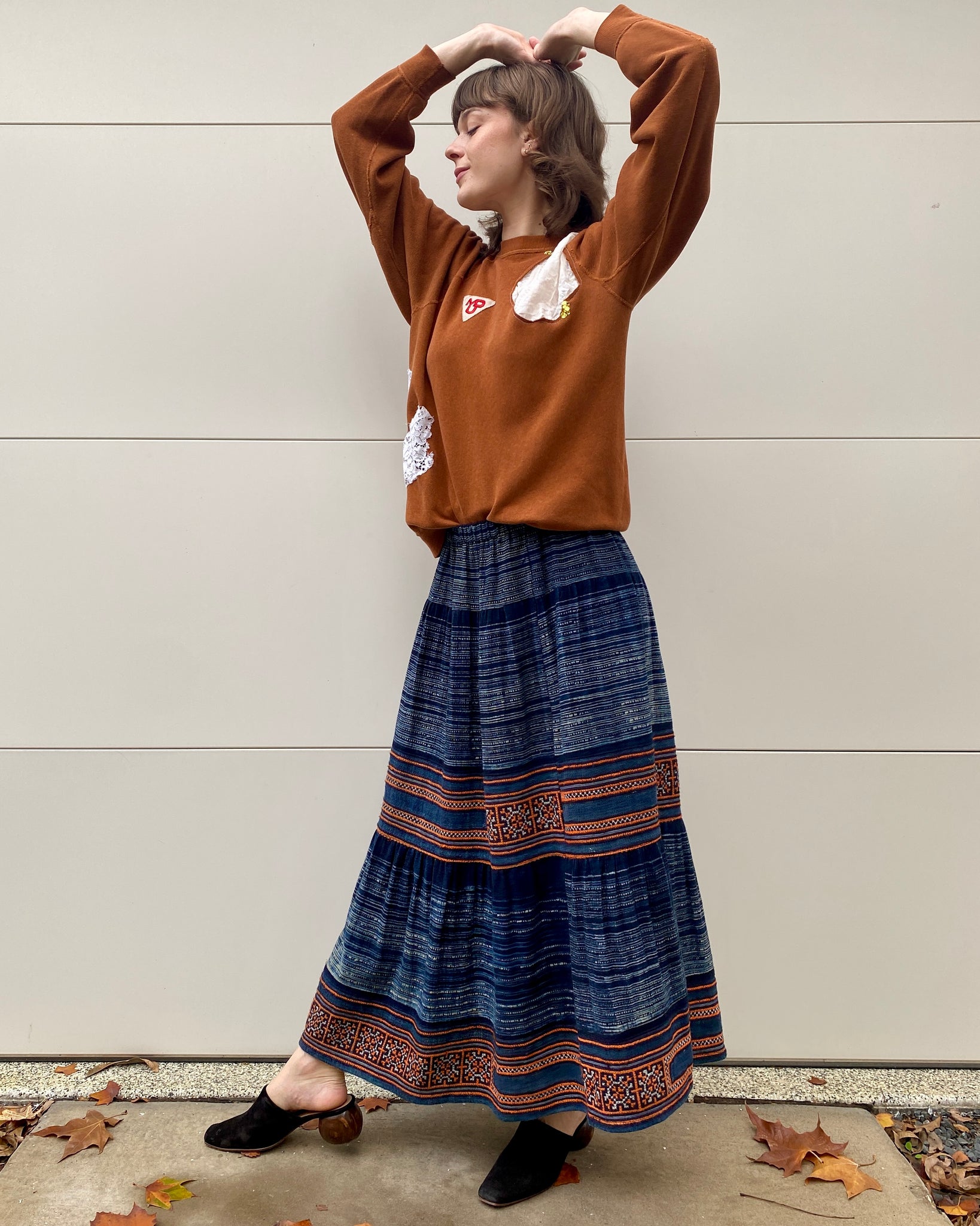 Lace Patched Copper Sweatshirt