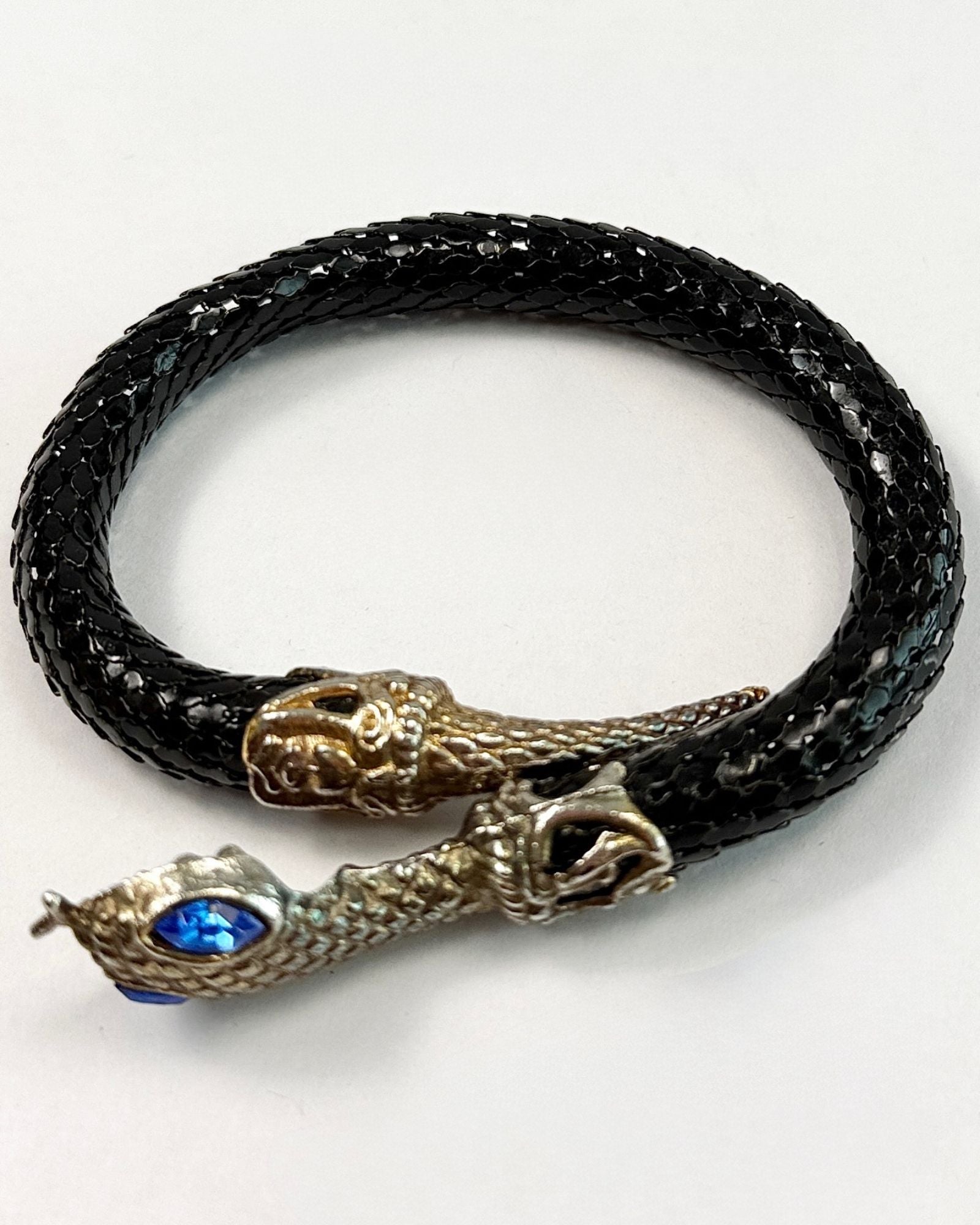 Black Mesh Snake Bracelet Blue Eyes