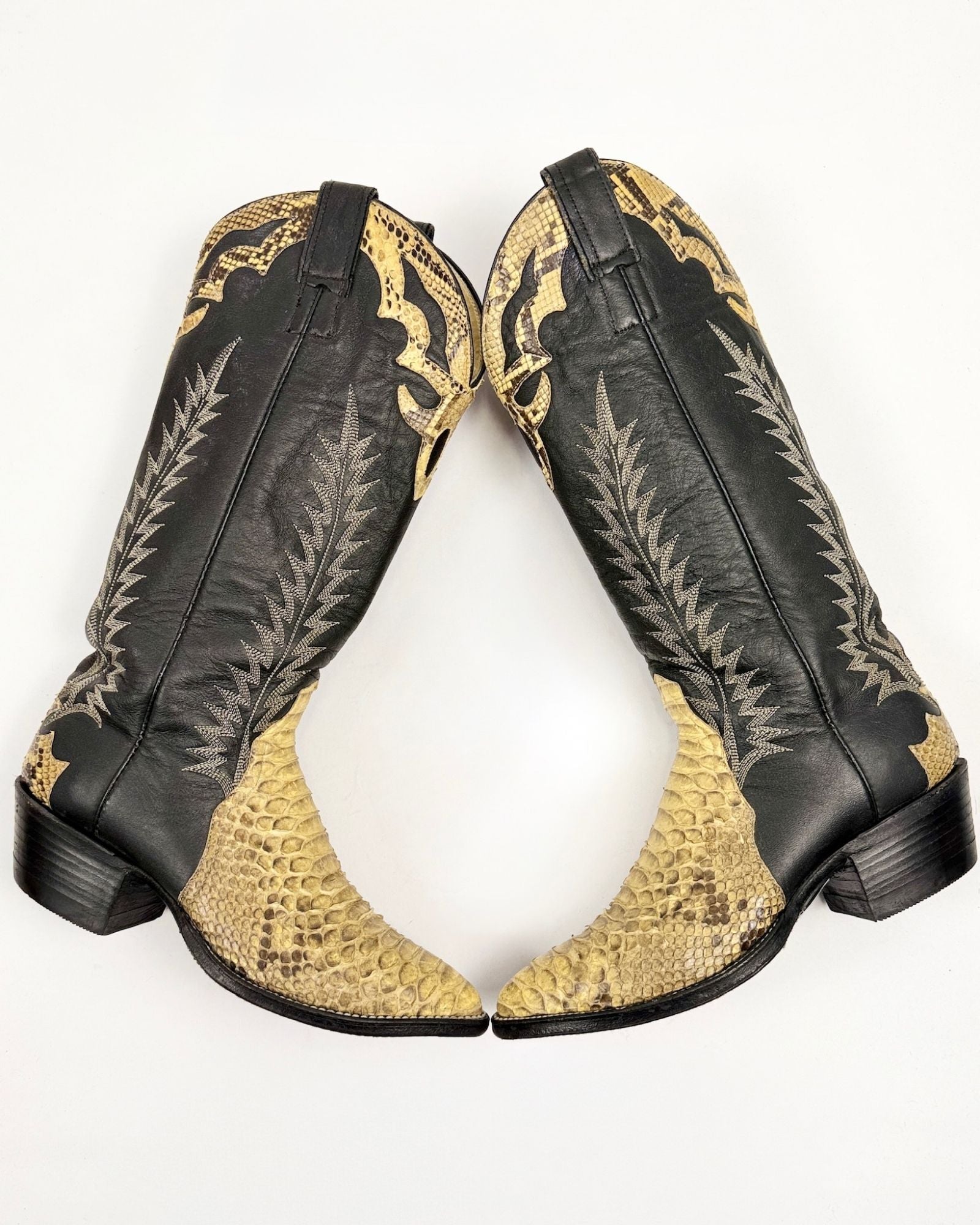 Black and Tan Python Cowboy Boots