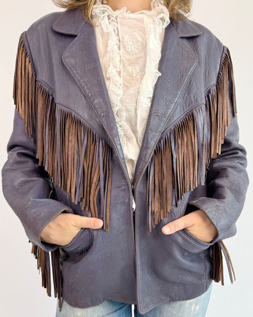 Purple Rain Fringe Leather Jacket