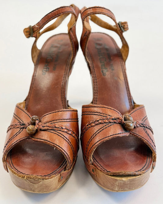 Leather Wooden Platform Sandals