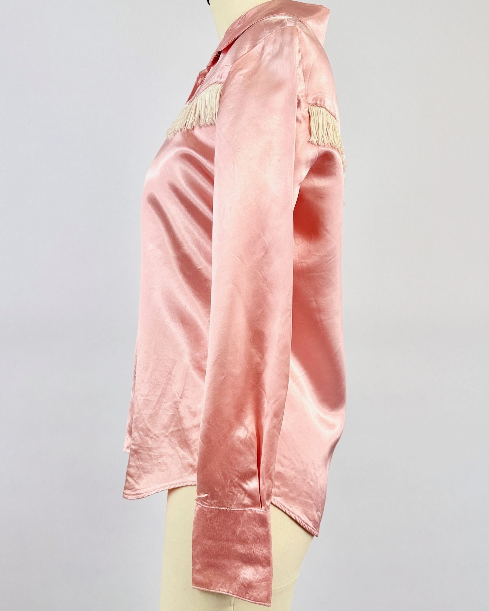 Pink Fringe Pearl Snap