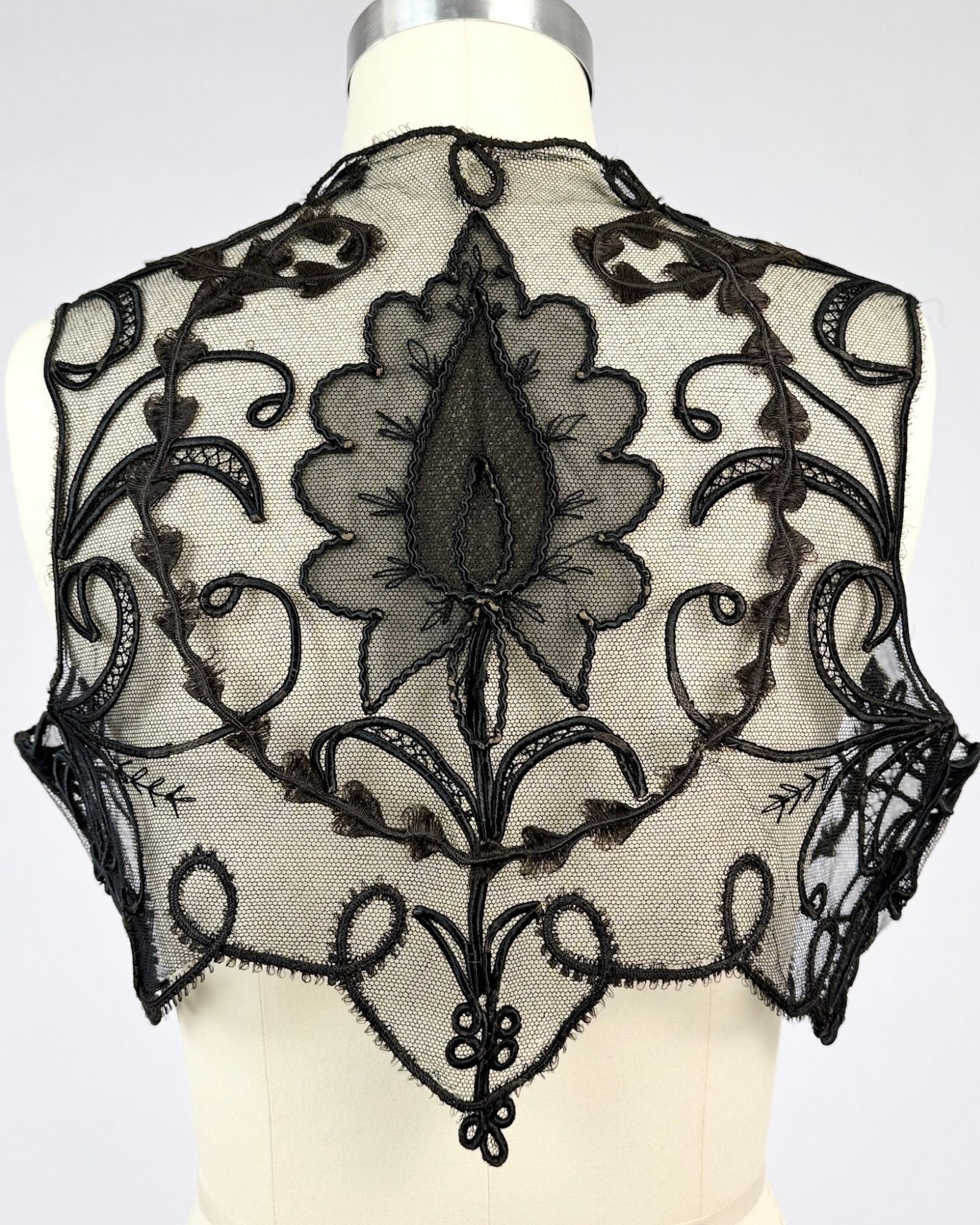 Antique Black Embroidered Vest