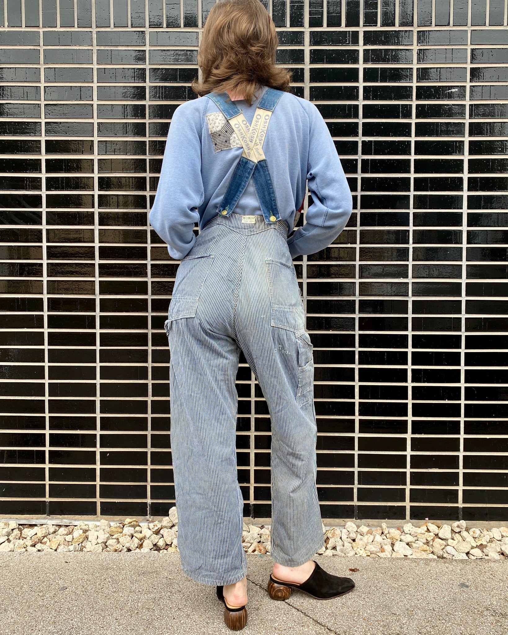 Baby Blue Patched OshKosh Overalls