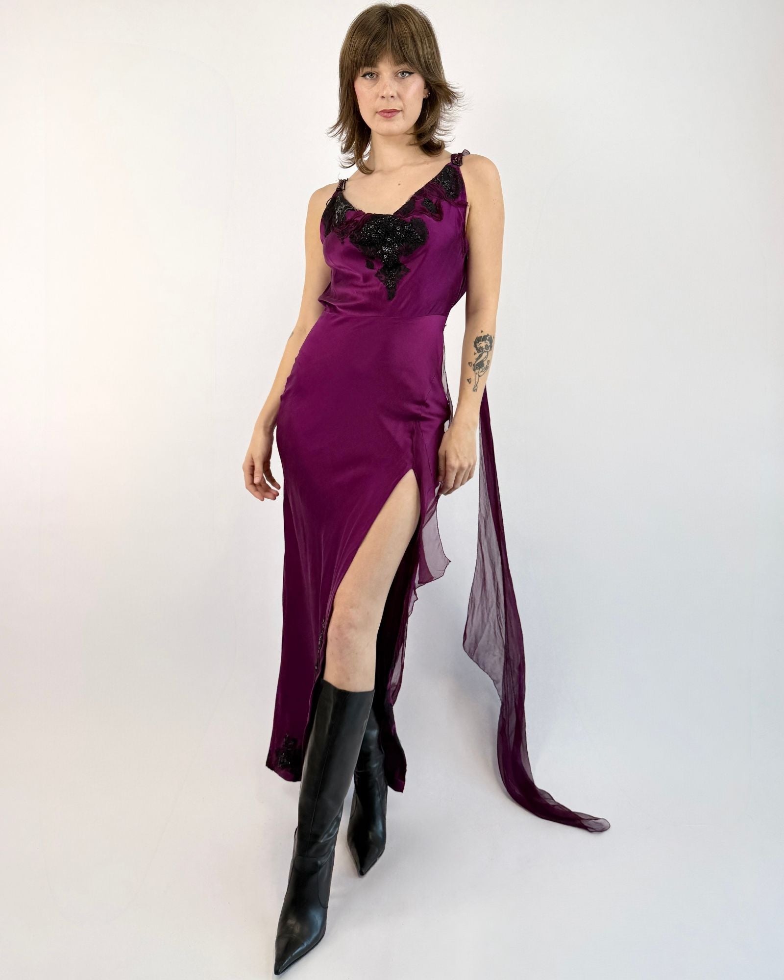 Midnight Vines Decadent Silk Evening Gown