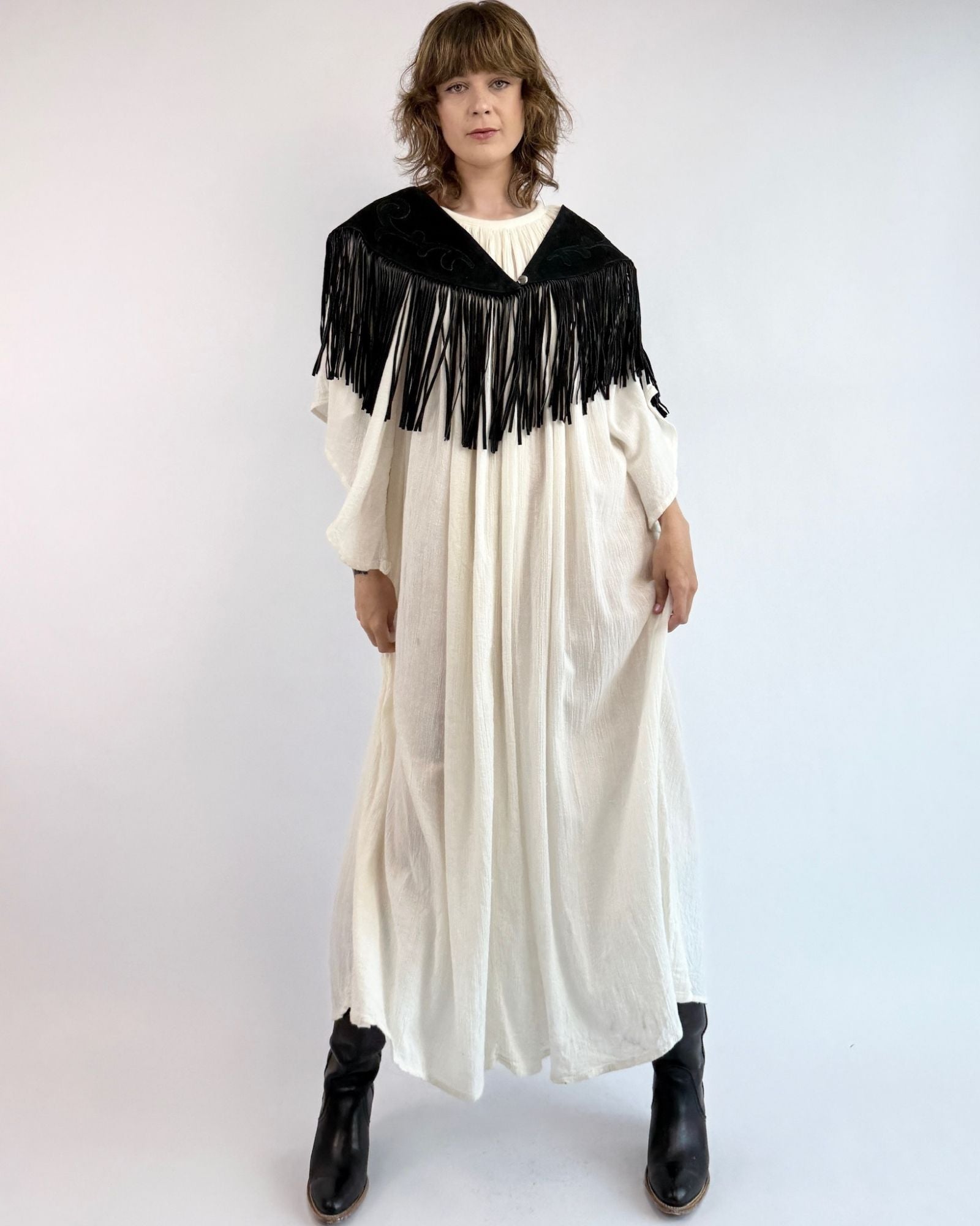 Midnight Rain Black Suede Fringe Collar