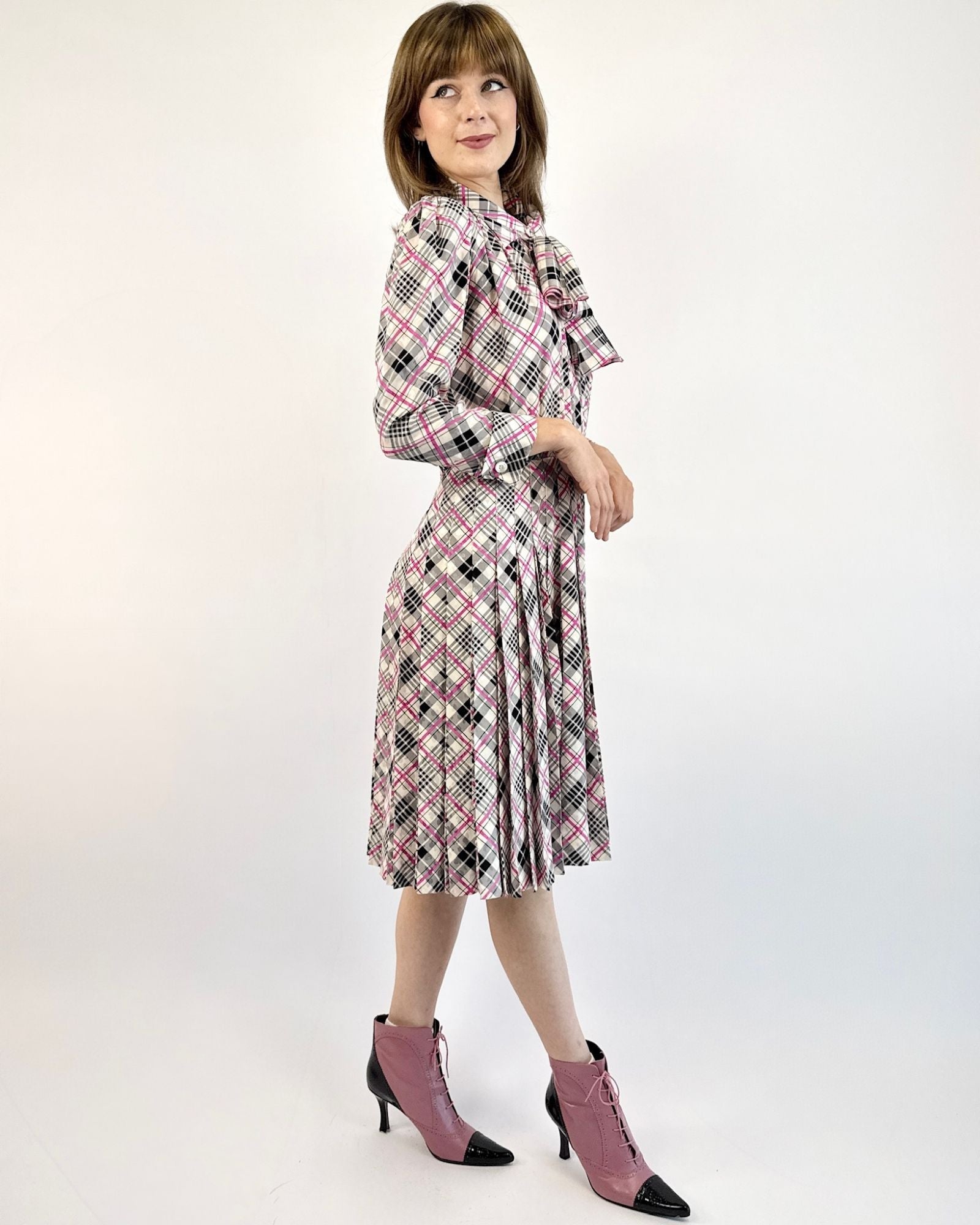 YSL Love on File Plaid Dress