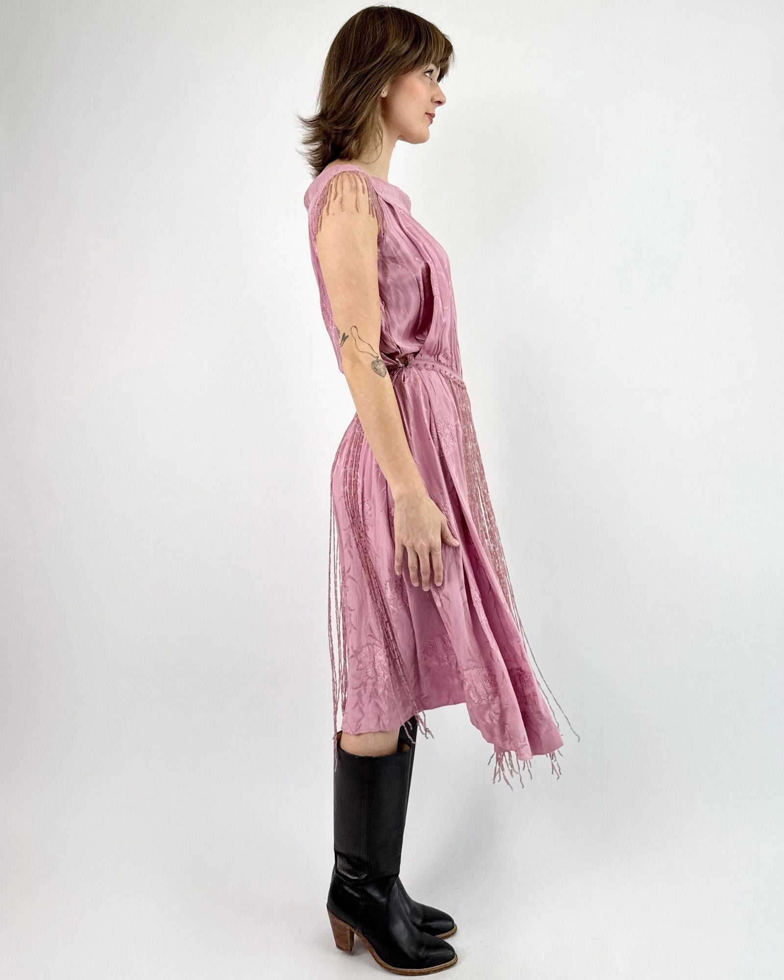 1920s Aphrodite Dances Lavender Silk Dress