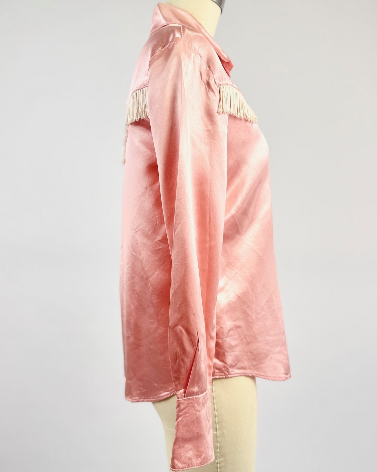 Pink Fringe Pearl Snap