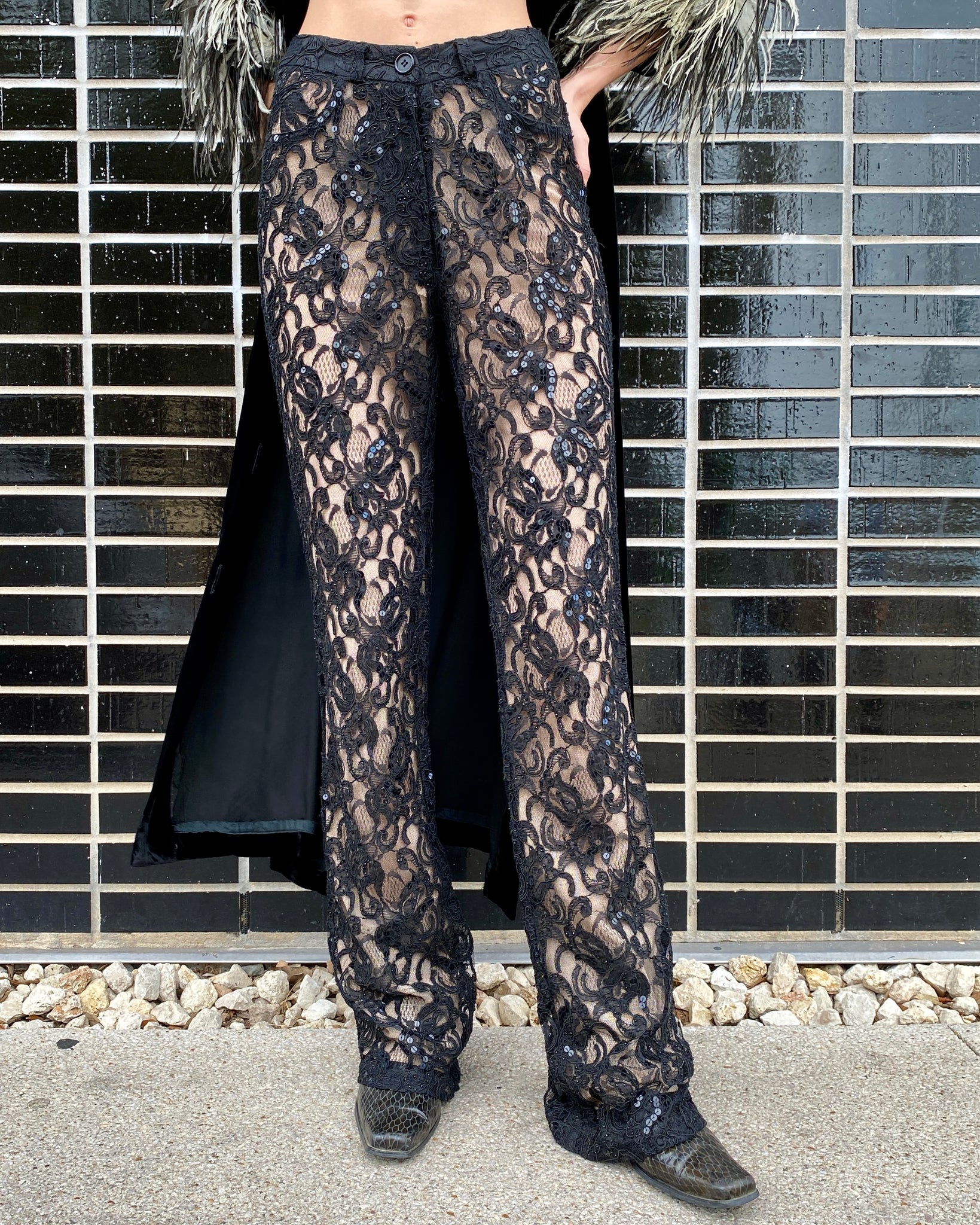 Disko Disko DKNY Black Lace Sequin Pants