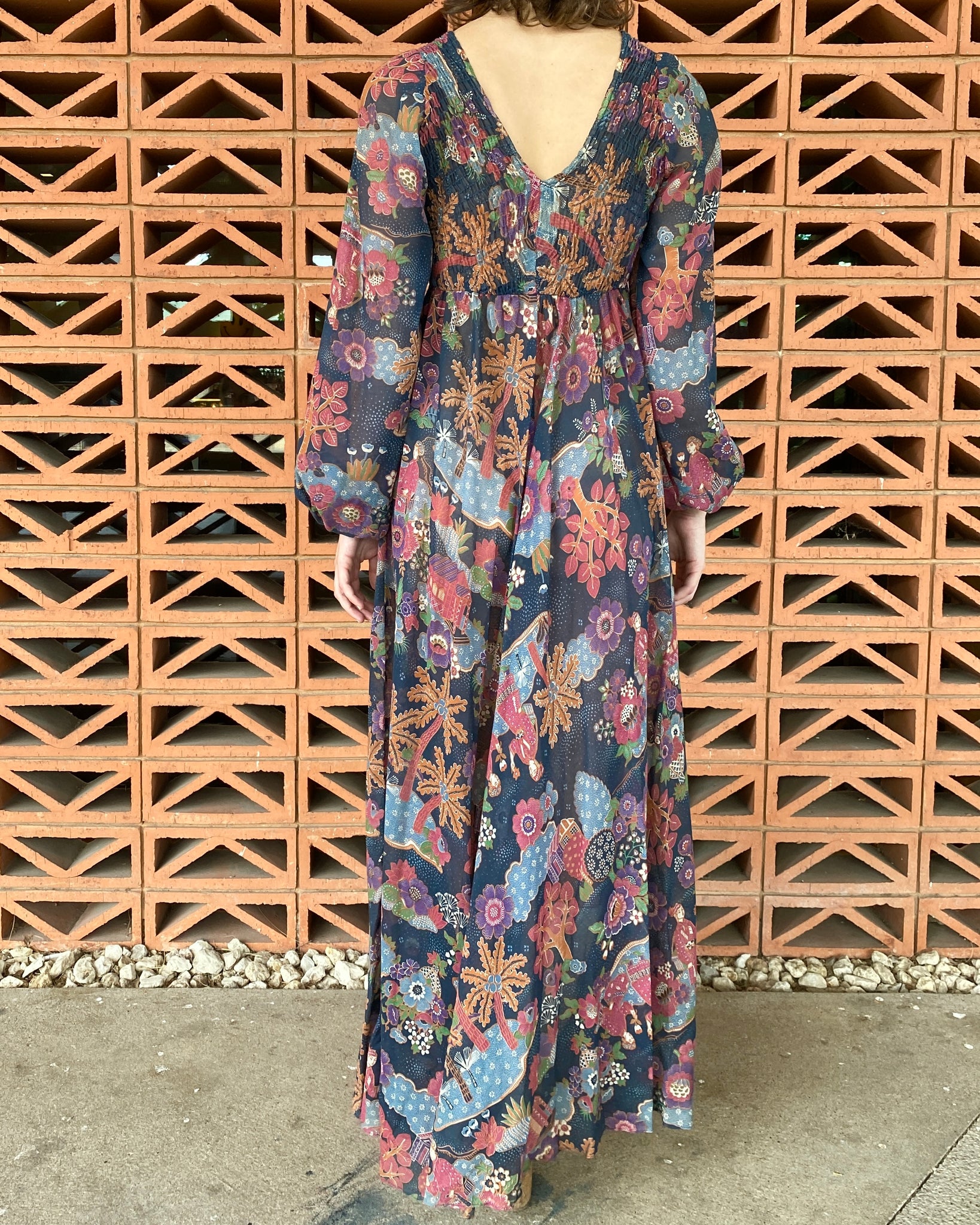 Electric Forest 70's Floral Maxi Dress