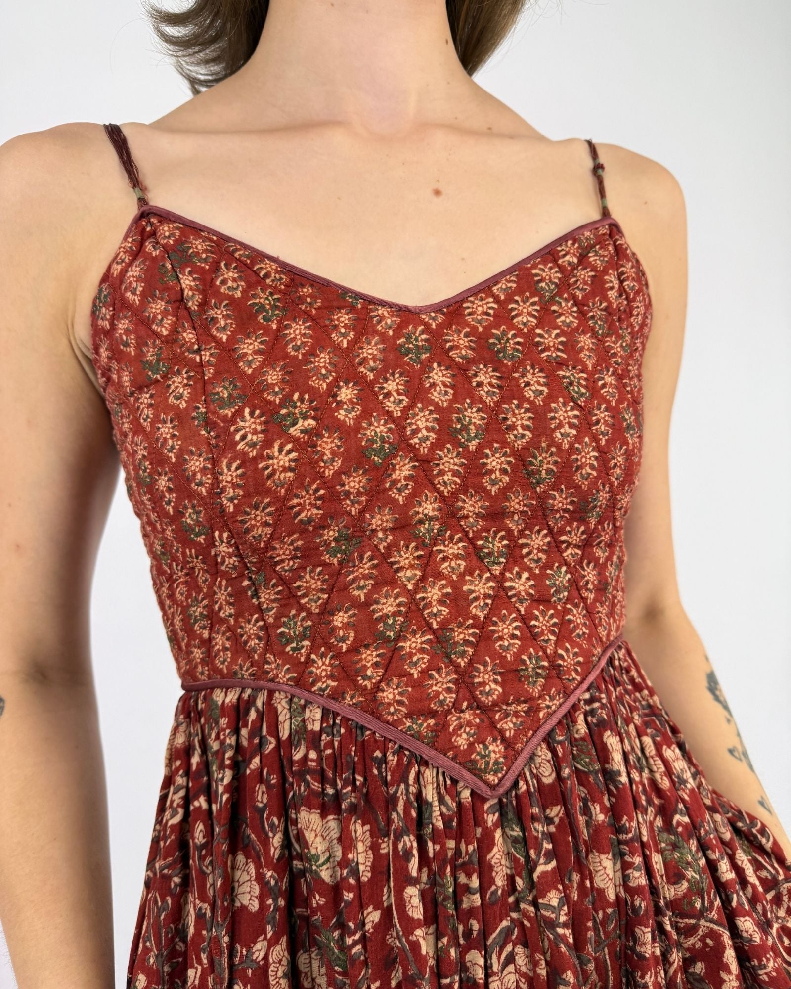 Anokhi Maroon Indian Cotton Dress