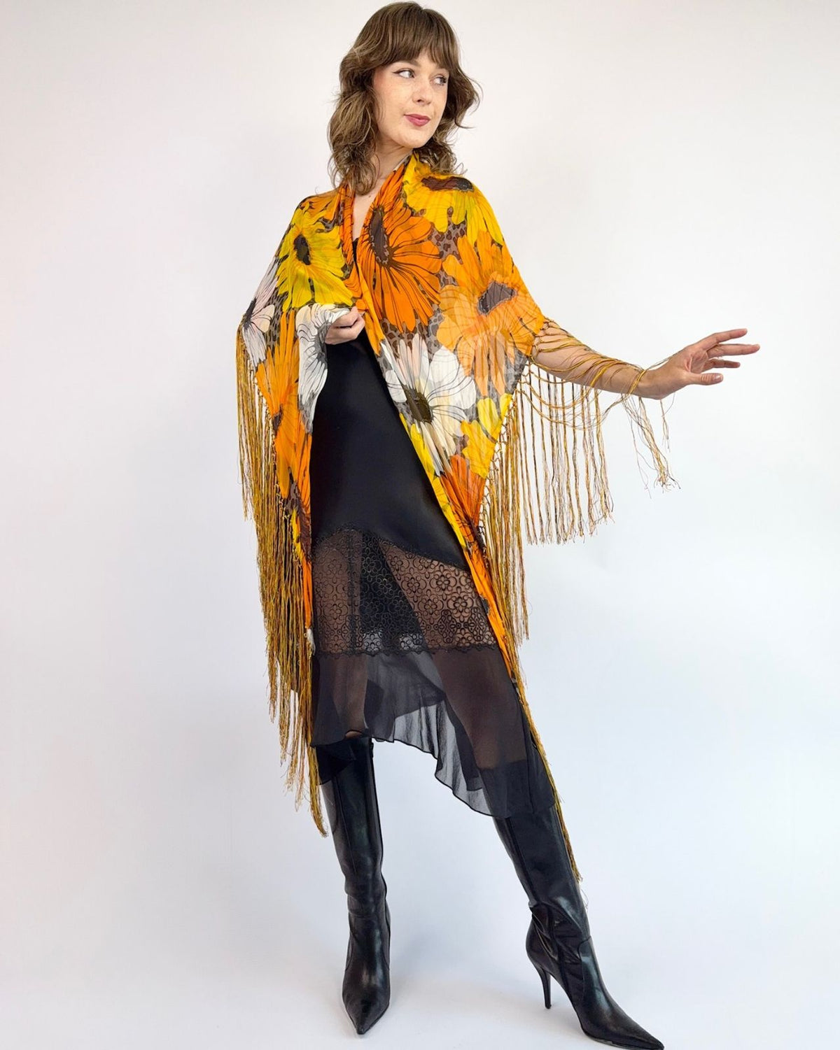 Daisy Lane Chiffon Fringe Shawl