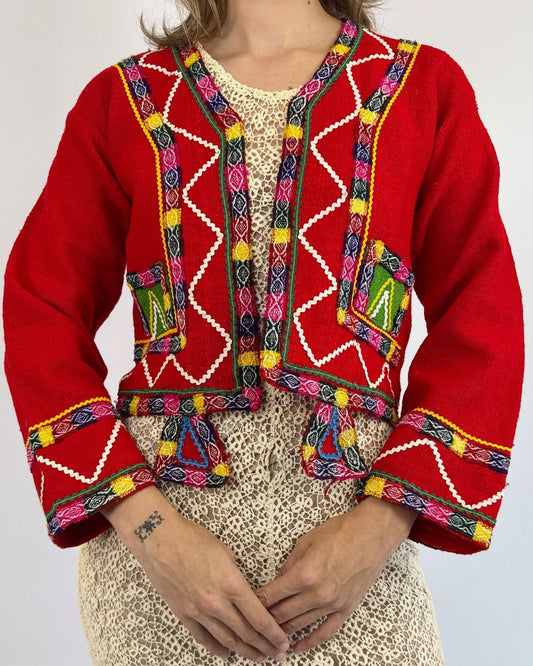 Bolivian Colorful Moments Folk Art Jacket
