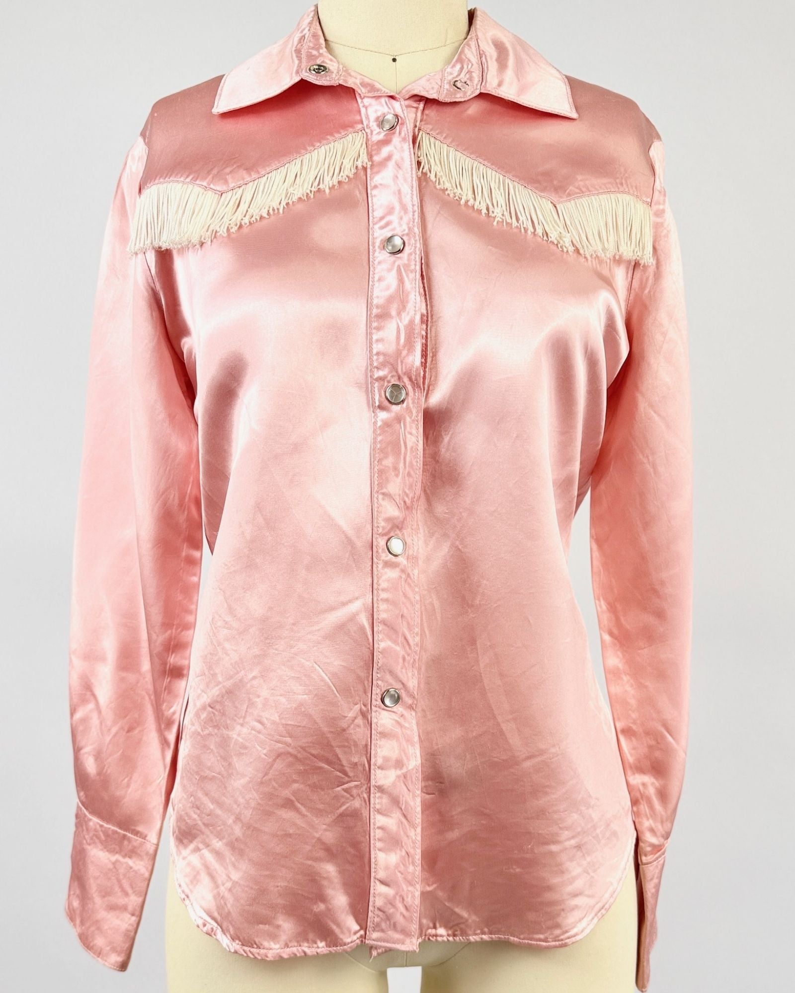 Pink Fringe Pearl Snap