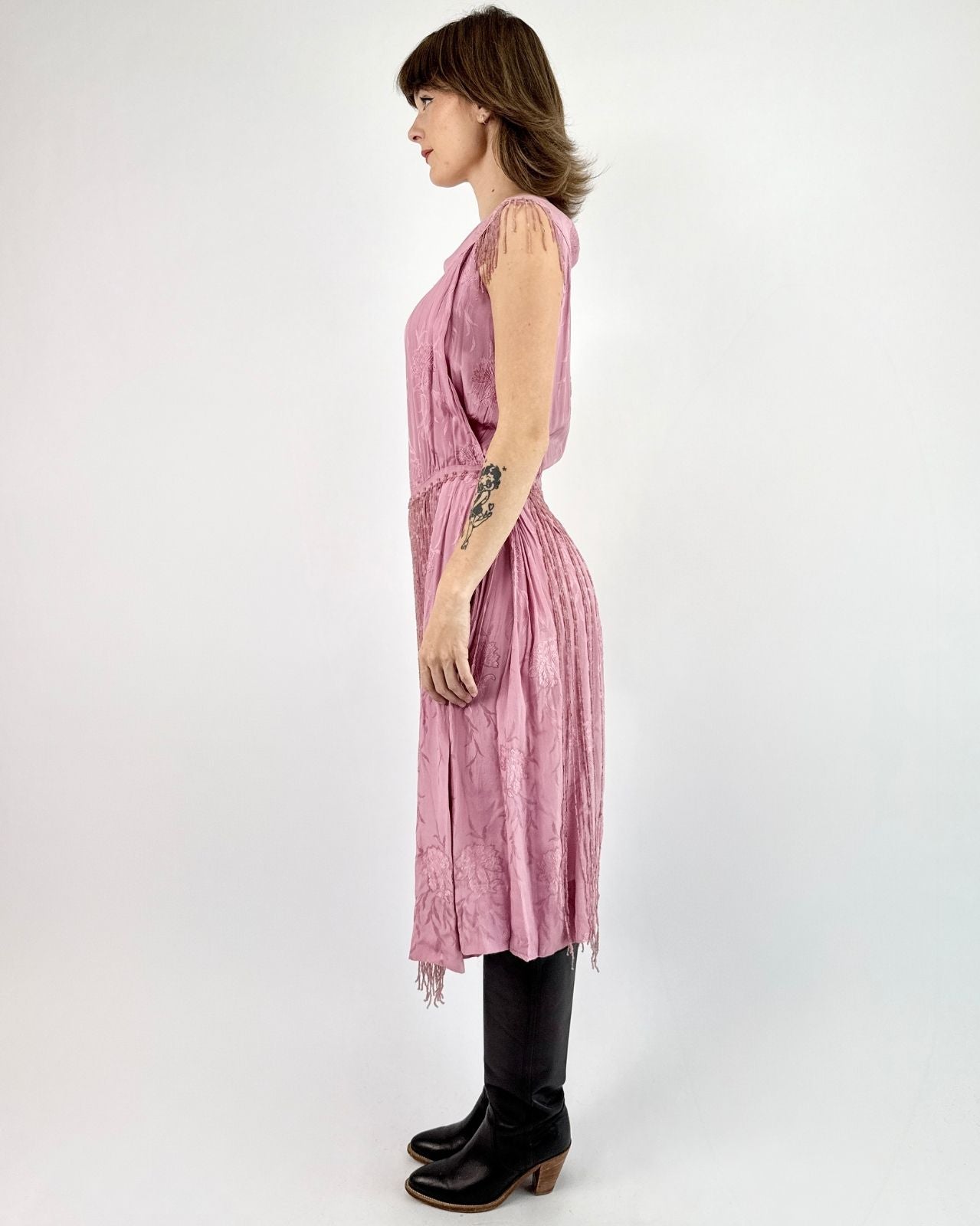 1920s Aphrodite Dances Lavender Silk Dress