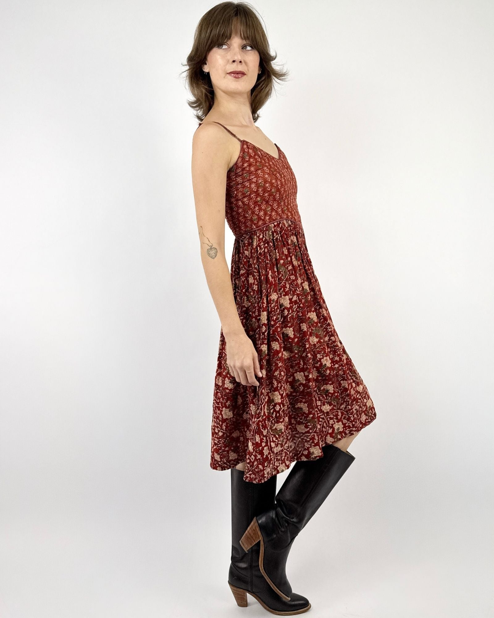 Anokhi Maroon Indian Cotton Dress