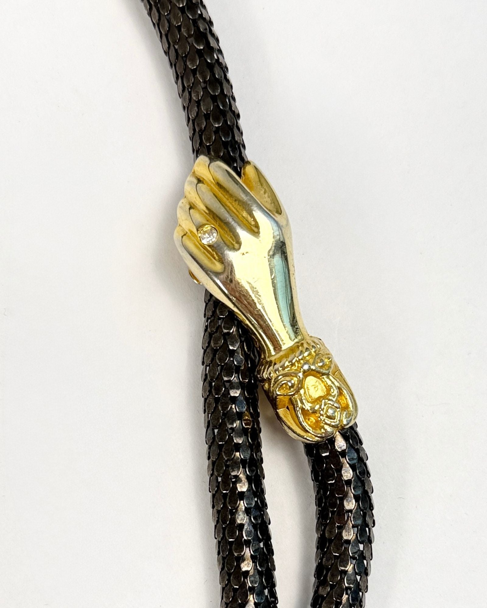 DL Auld Black Mesh Gold Hands Necklace