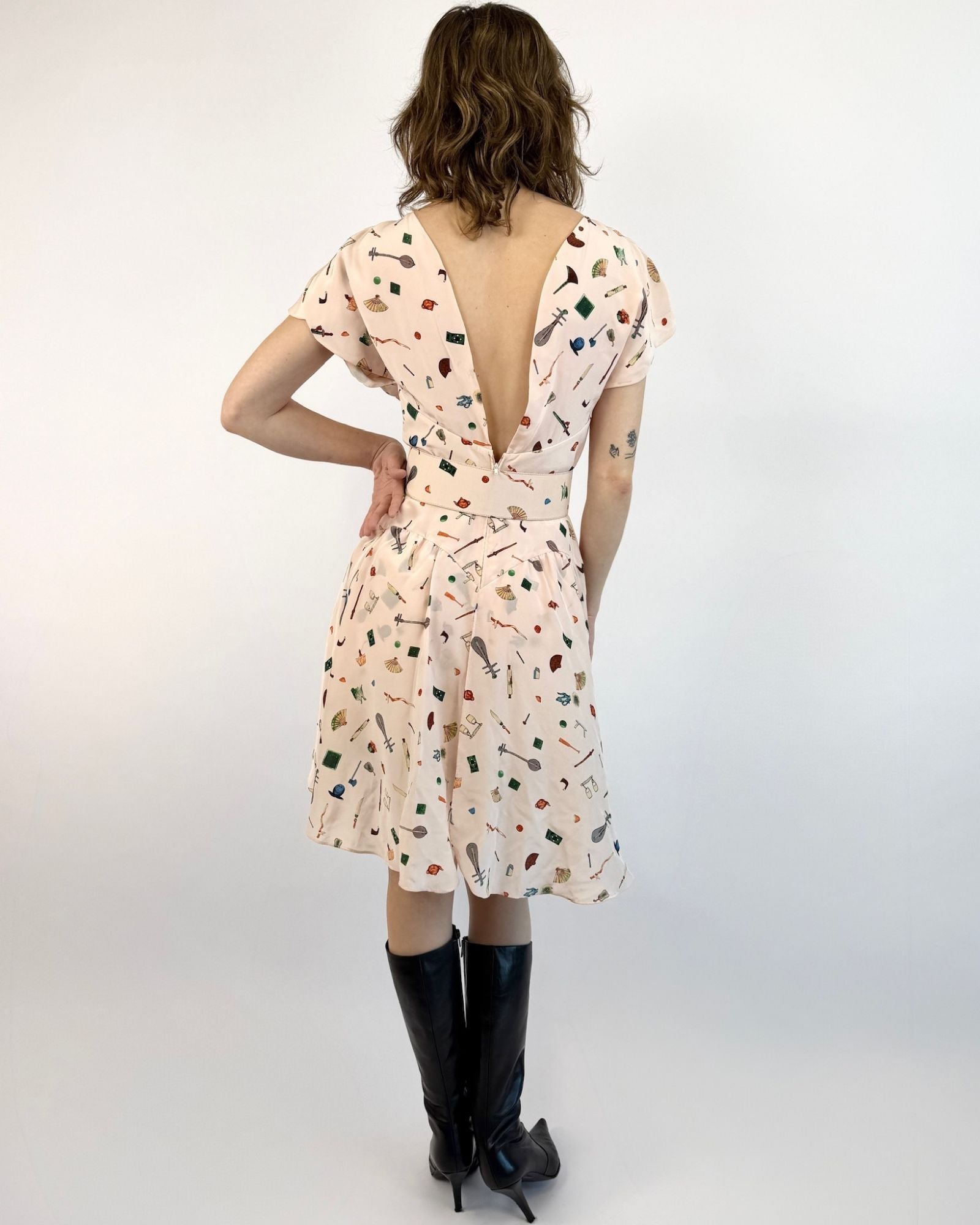 Karl Lagerfeld Fanned Out Silk Dress