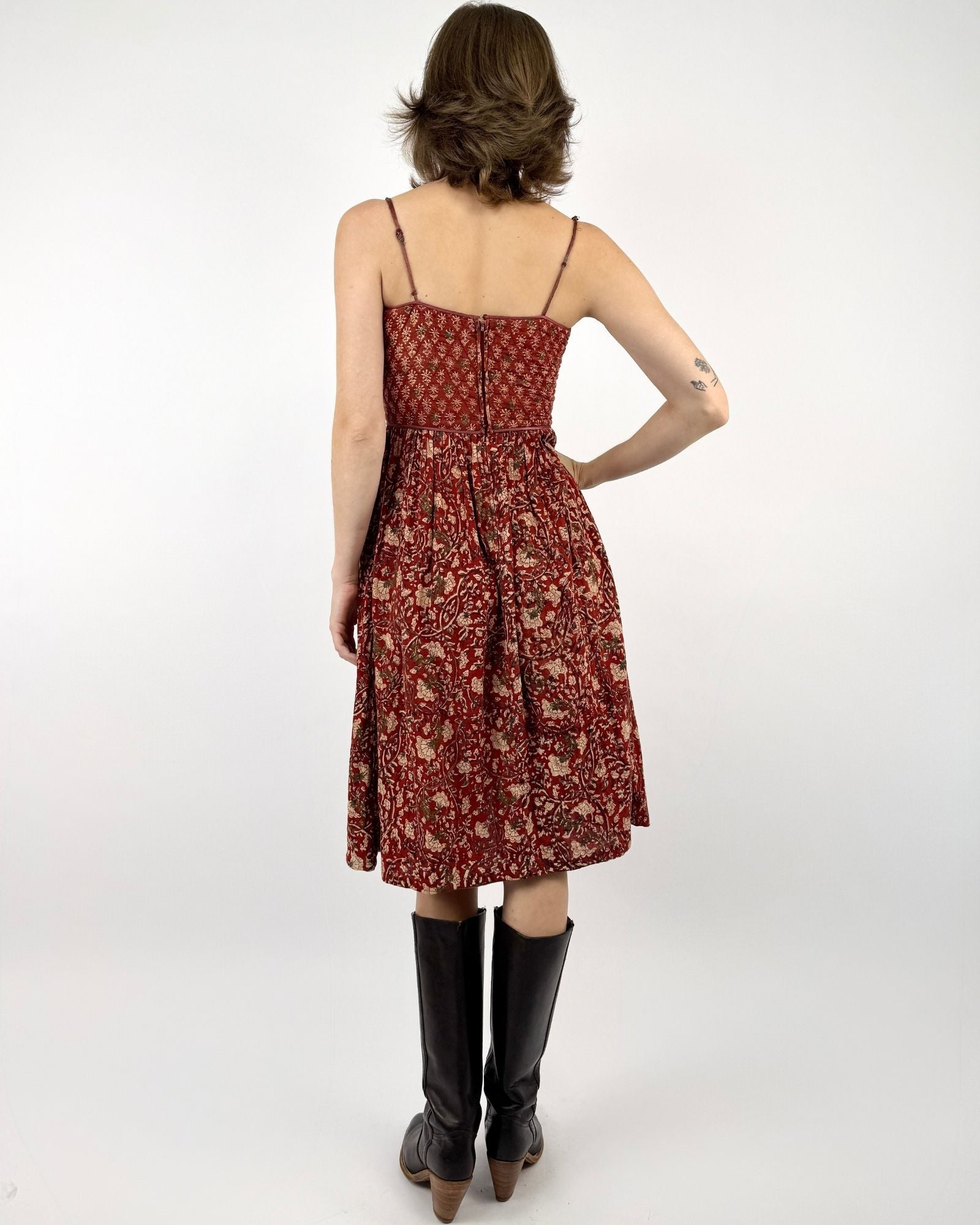 Anokhi Maroon Indian Cotton Dress