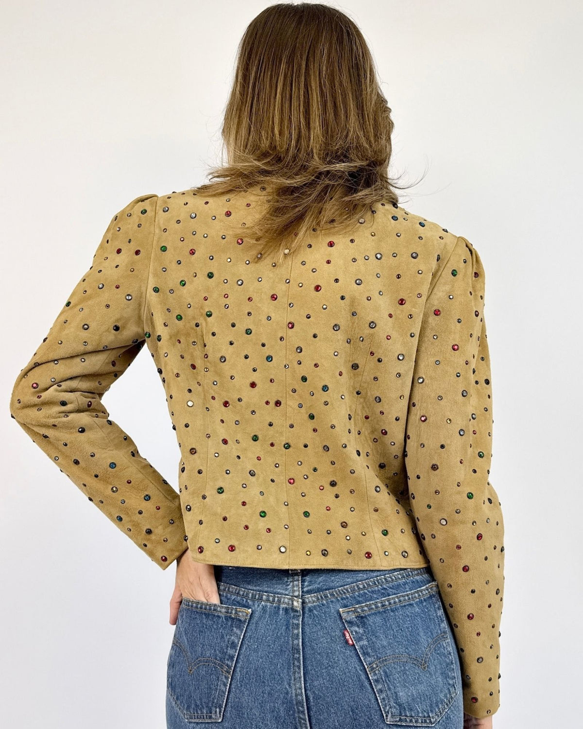 Fractal Colors Suede Rhinestone Jacket